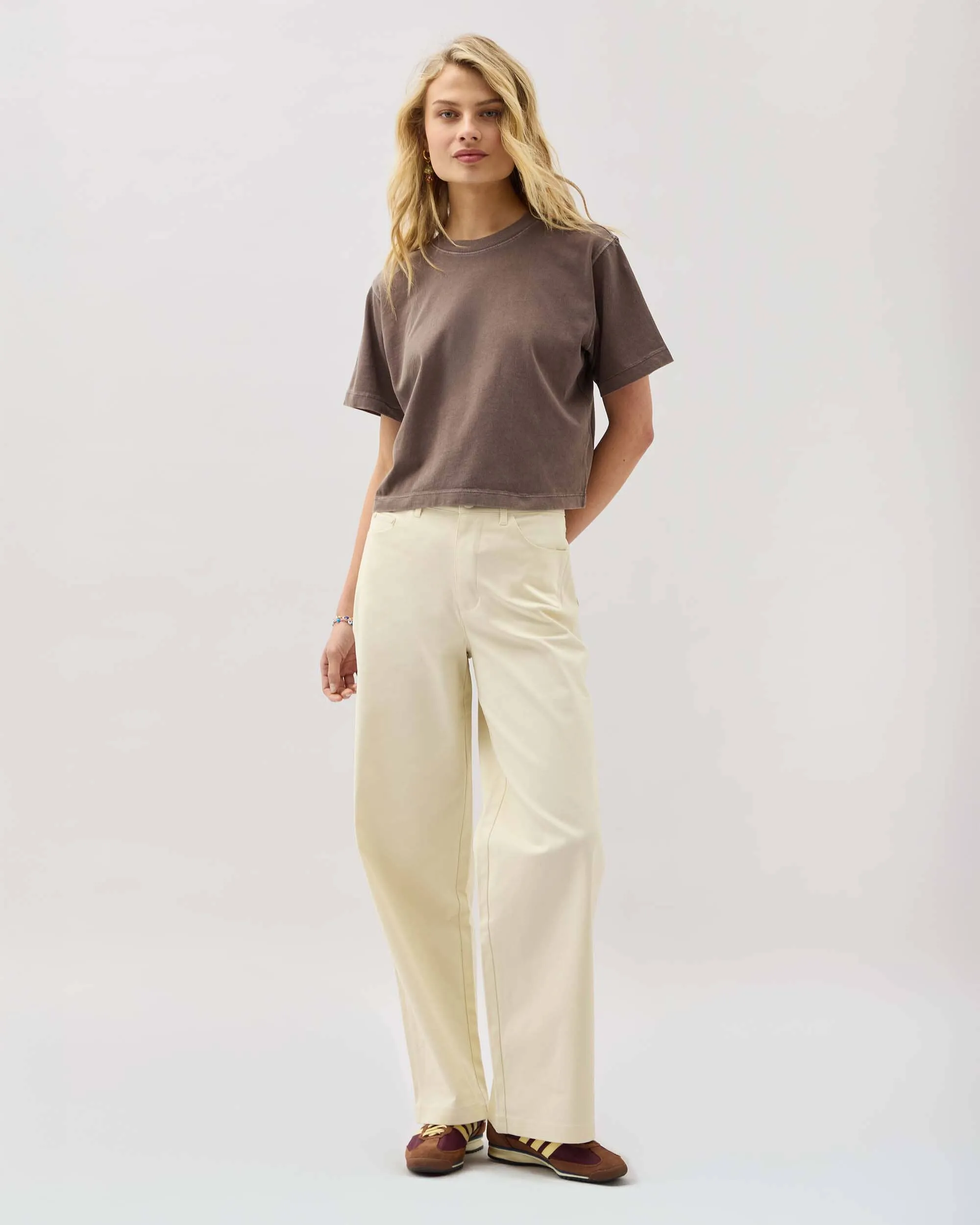 Womens Relaxed Crop Tee - Pigment Dye Jersey - Mole sold by Andie product image thumbnail 2