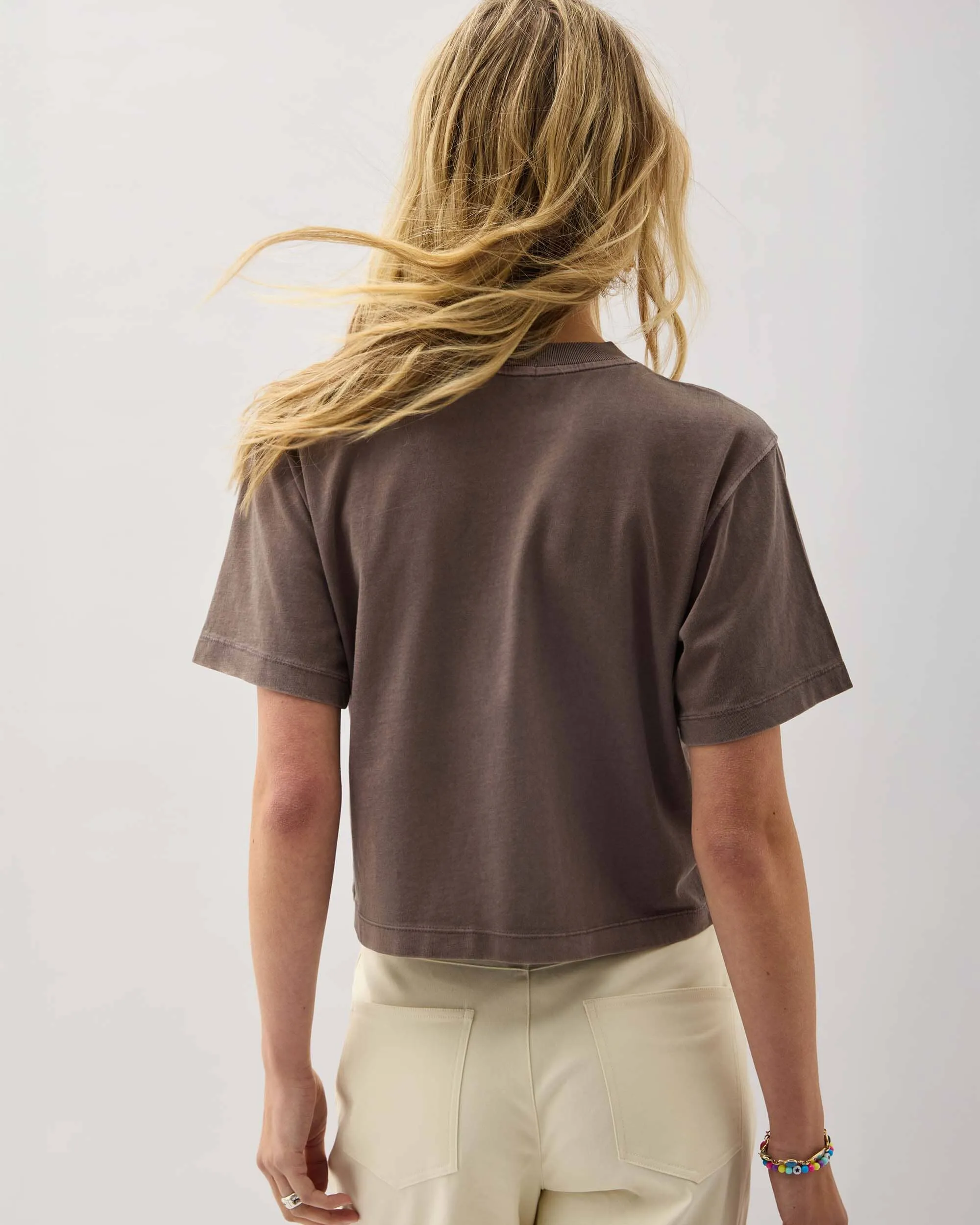 Womens Relaxed Crop Tee - Pigment Dye Jersey - Mole sold by Andie product image thumbnail 3