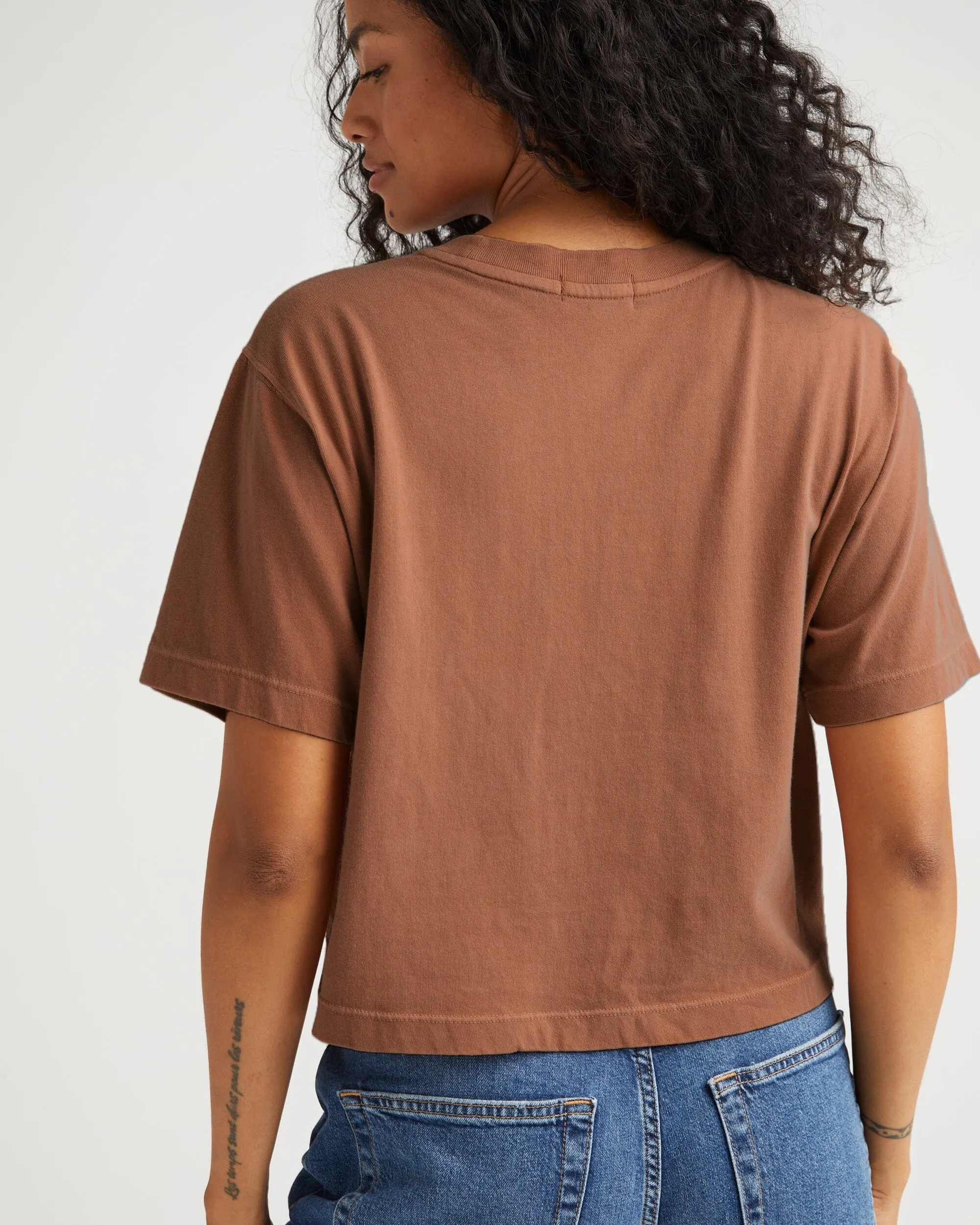 Womens Relaxed Crop Tee - Pigment Dye Jersey - Latte sold by Andie product image thumbnail 3