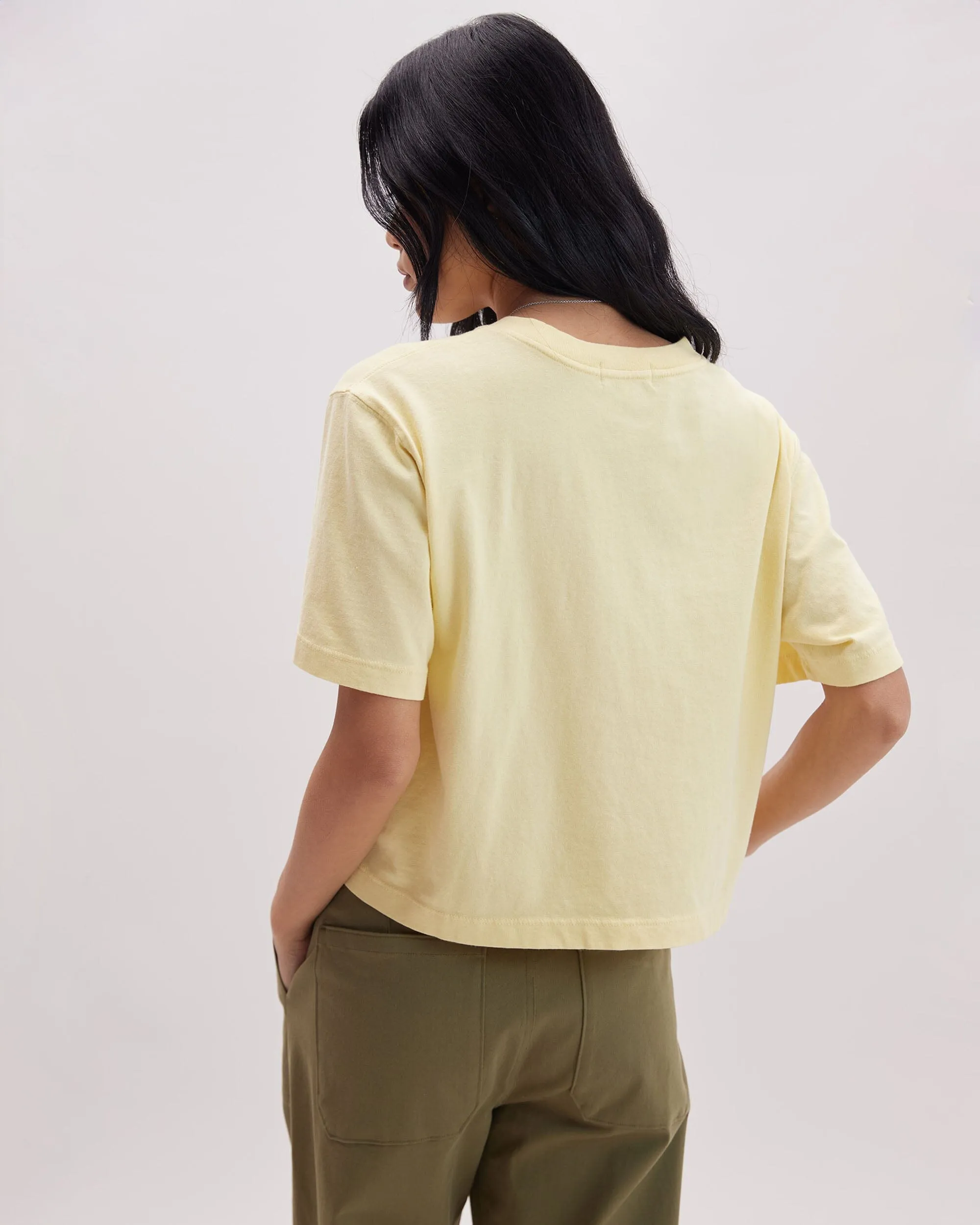 Womens Relaxed Crop Tee - Pigment Dye Jersey - Butter sold by Andie product image thumbnail 3