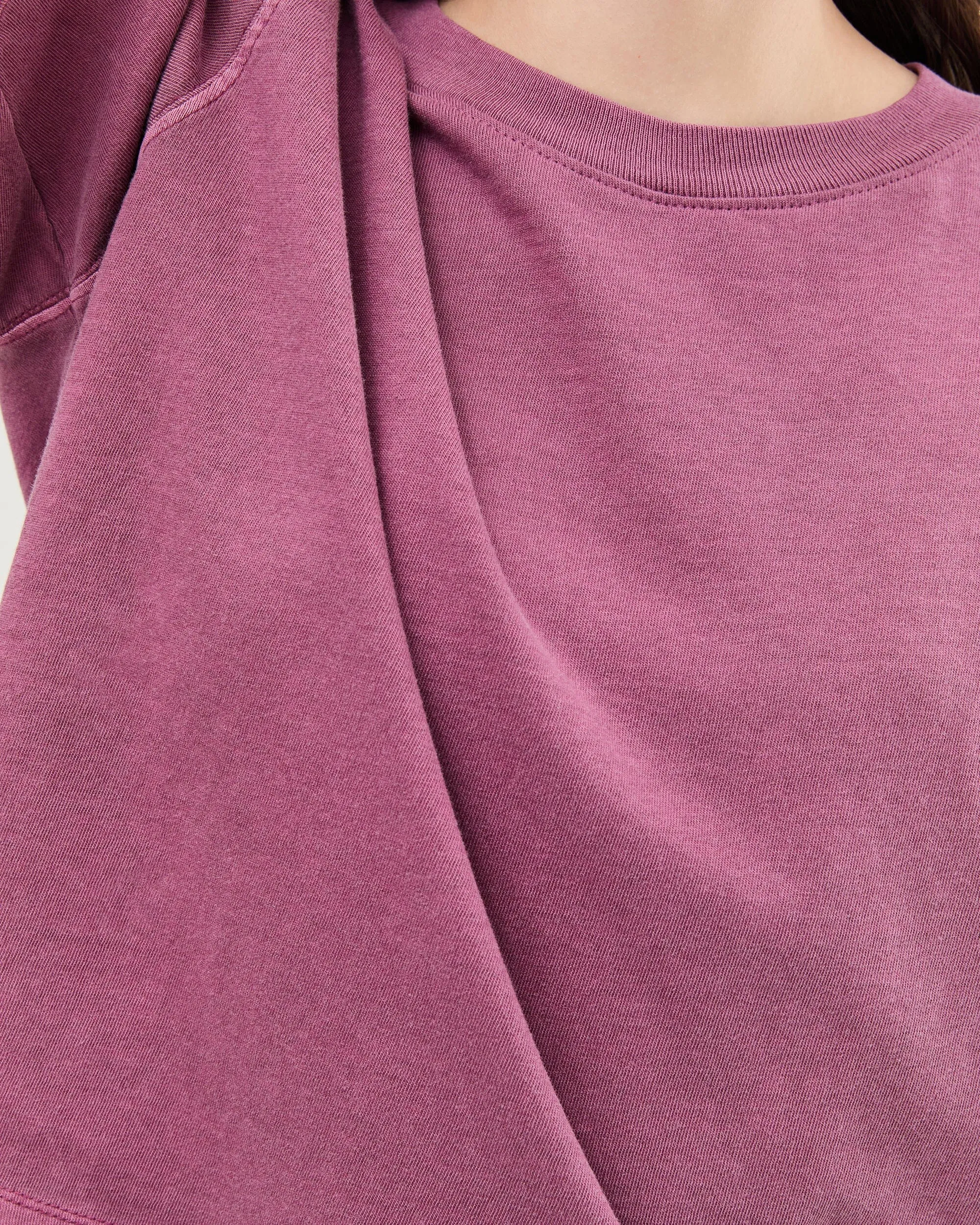 Womens Relaxed Crop Tee - Pigment Dye Jersey - Burgundy sold by Andie product image thumbnail 5