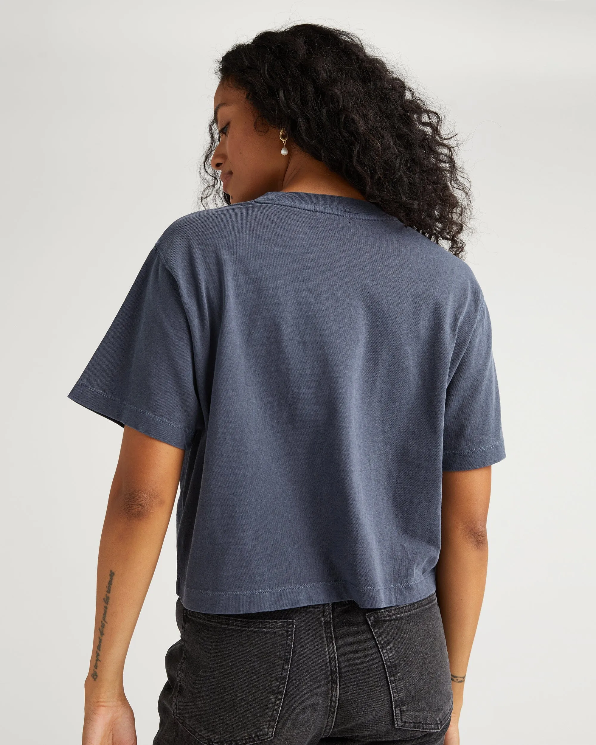 Womens Relaxed Crop Tee - Pigment Dye Jersey - Blue Steel sold by Andie product image thumbnail 4