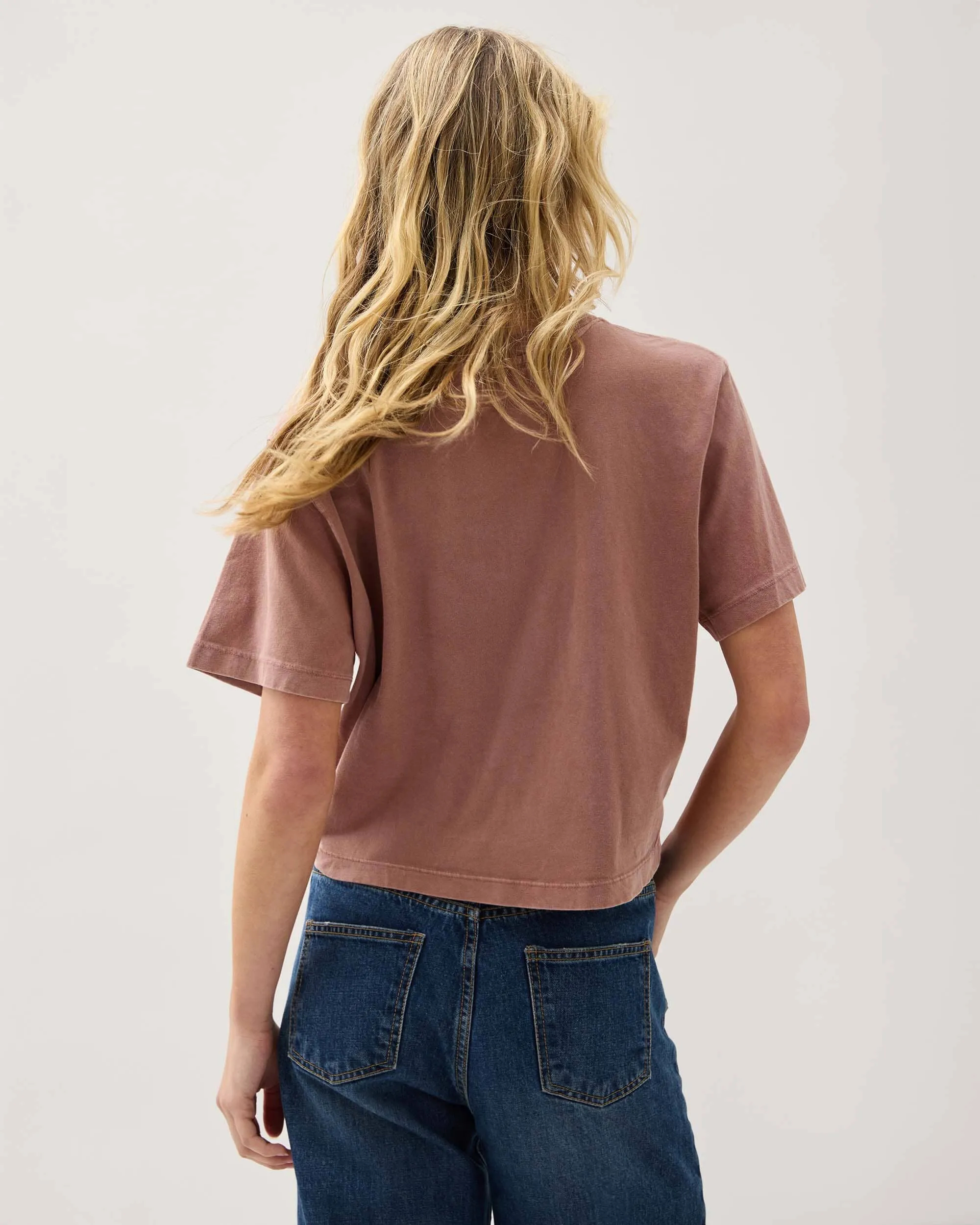 Womens Relaxed Crop Tee - Pigment Dye Jersey - Russet sold by Andie product image thumbnail 4