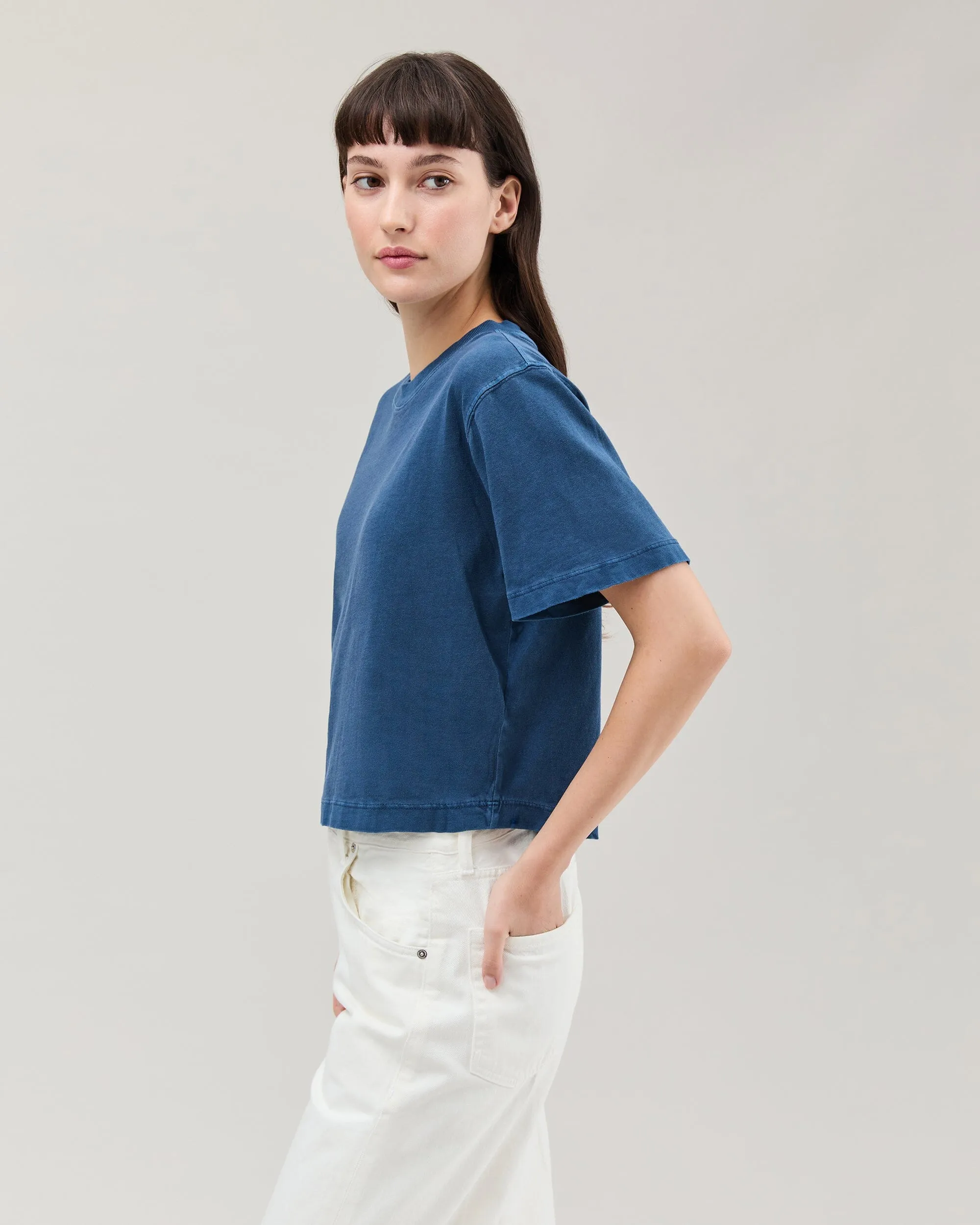 Womens Relaxed Crop Tee - Pigment Dye Jersey - Moonlit Ocean sold by Andie product image thumbnail 3