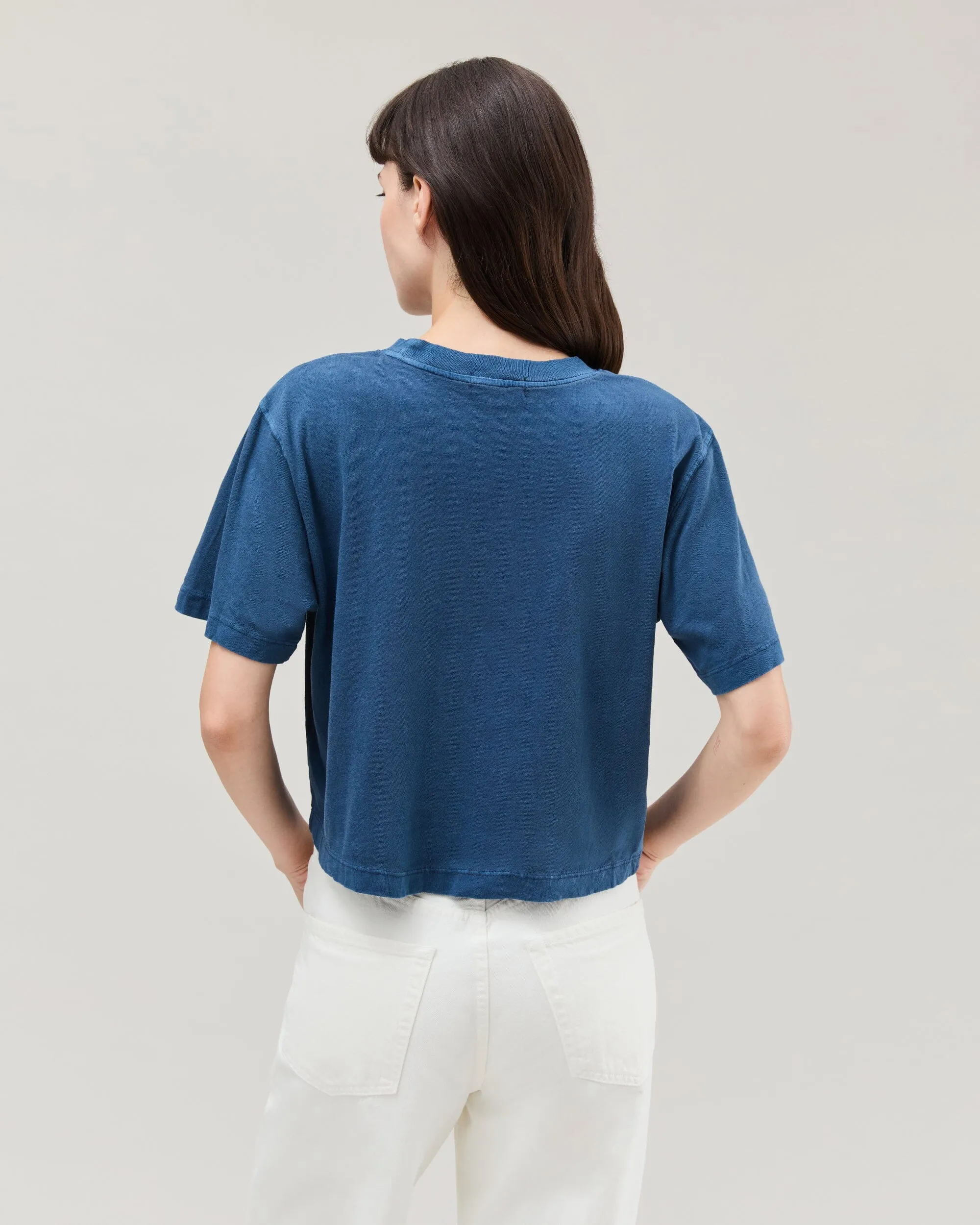 Womens Relaxed Crop Tee - Pigment Dye Jersey - Moonlit Ocean sold by Andie product image thumbnail 4