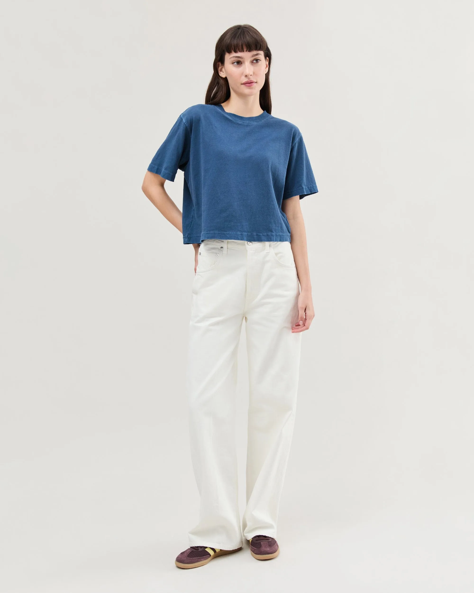 Womens Relaxed Crop Tee - Pigment Dye Jersey - Moonlit Ocean sold by Andie product image thumbnail 2