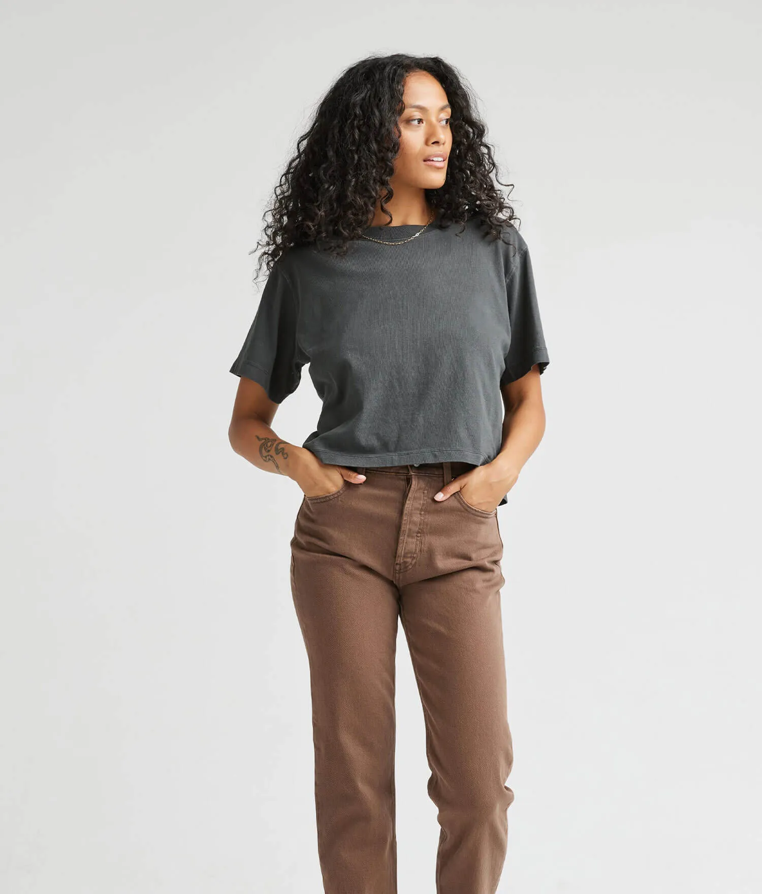 Womens Relaxed Crop Tee - Pigment Dye Jersey - Stretch Limo sold by Andie product image thumbnail 5
