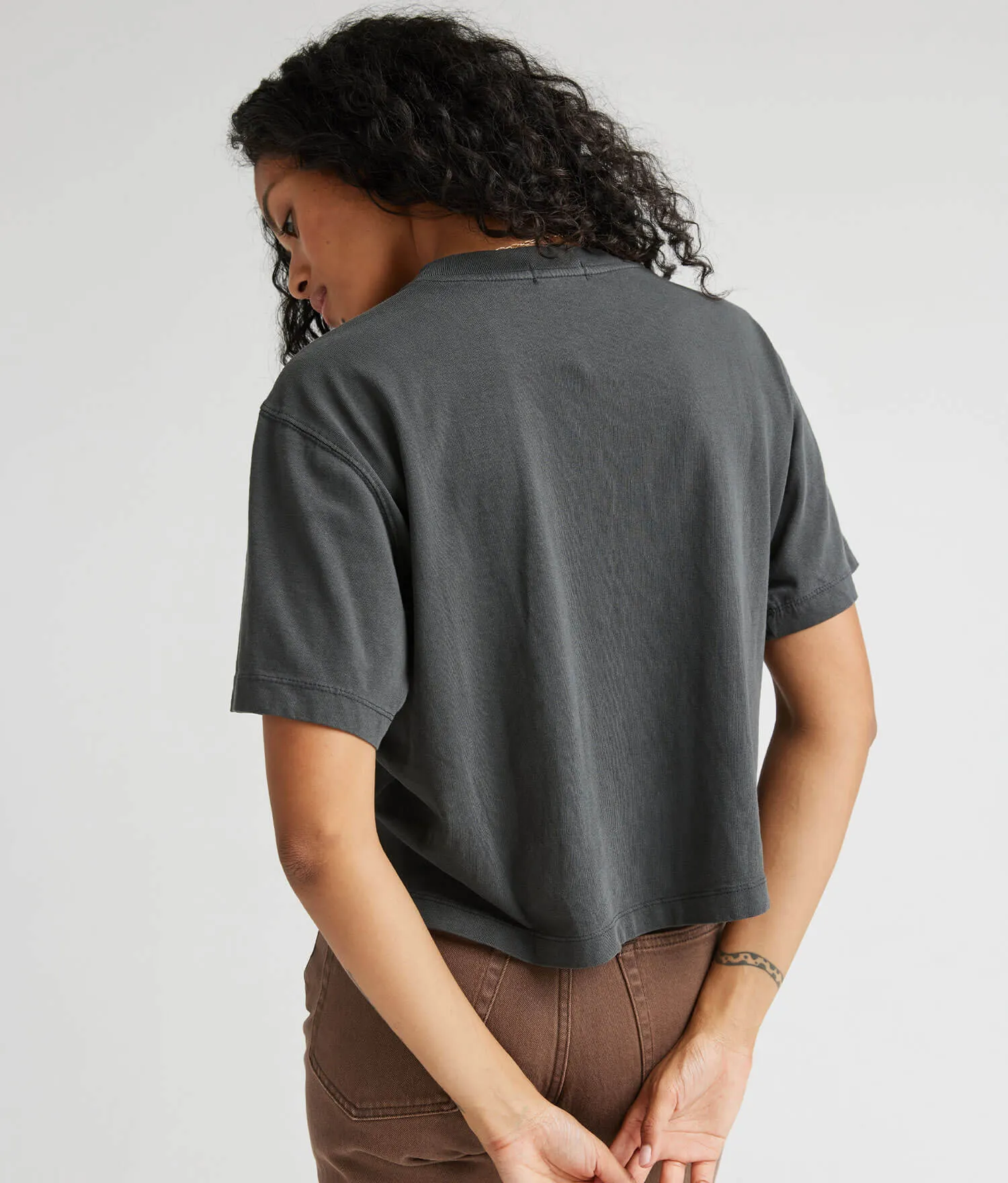 Womens Relaxed Crop Tee - Pigment Dye Jersey - Stretch Limo sold by Andie product image thumbnail 2