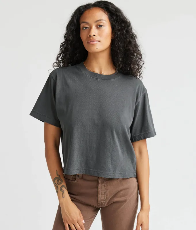 Womens Relaxed Crop Tee - Pigment Dye Jersey - Stretch Limo sold by Andie