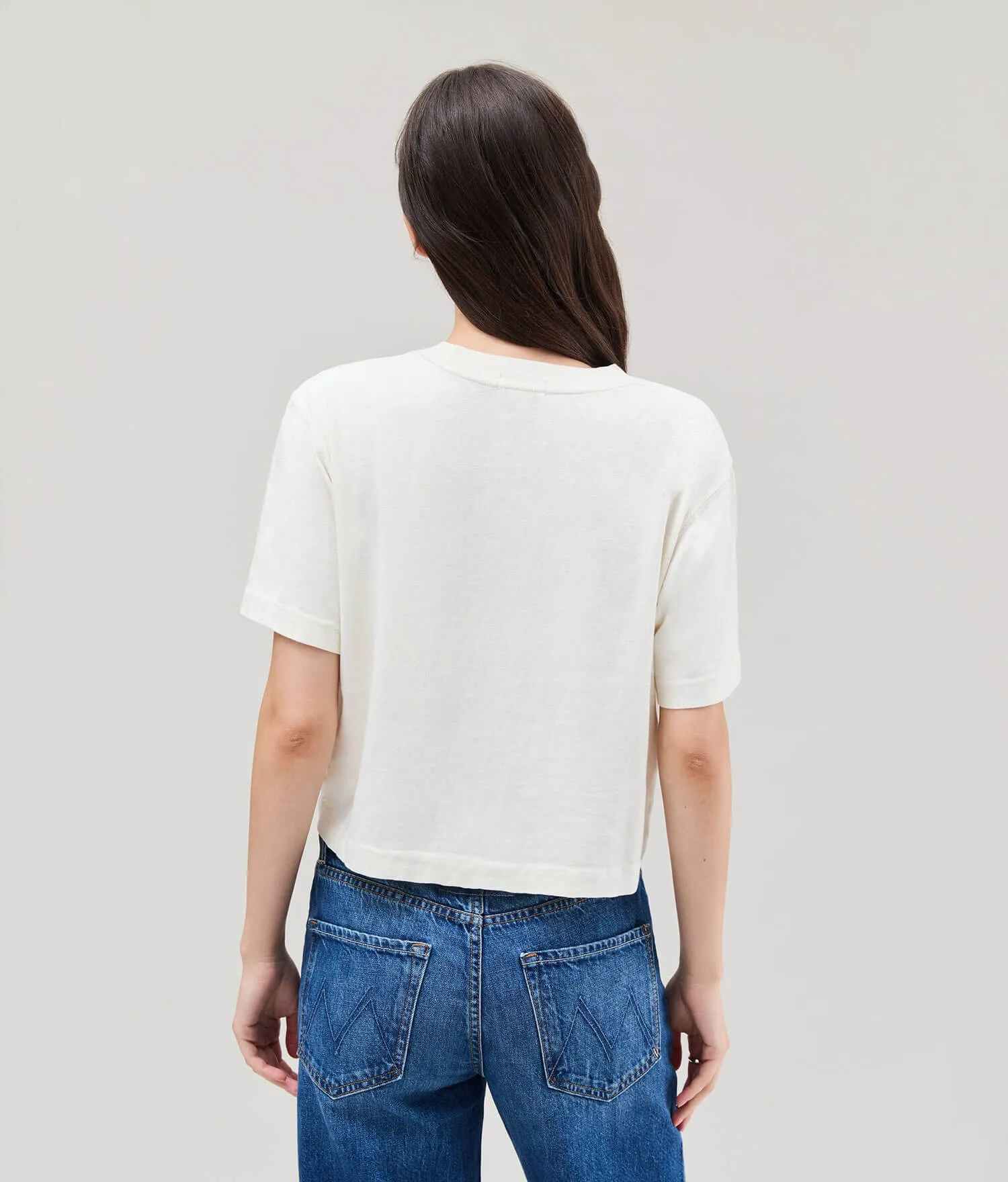 Womens Relaxed Crop Tee - Pigment Dye Jersey - Bone sold by Andie product image thumbnail 2