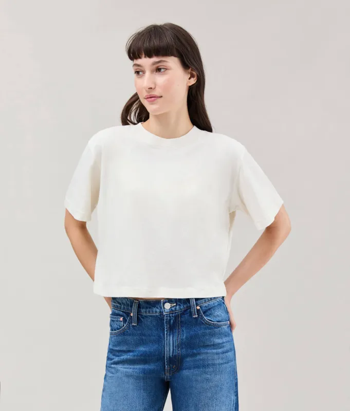 Womens Relaxed Crop Tee - Pigment Dye Jersey - Bone sold by Andie