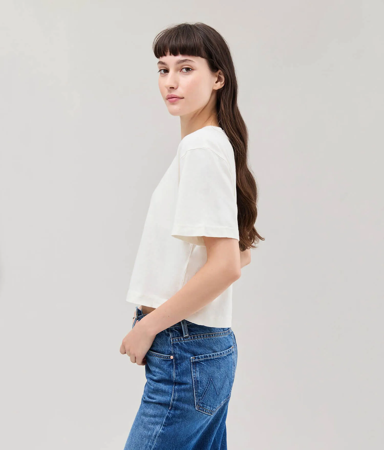 Womens Relaxed Crop Tee - Pigment Dye Jersey - Bone sold by Andie product image thumbnail 3