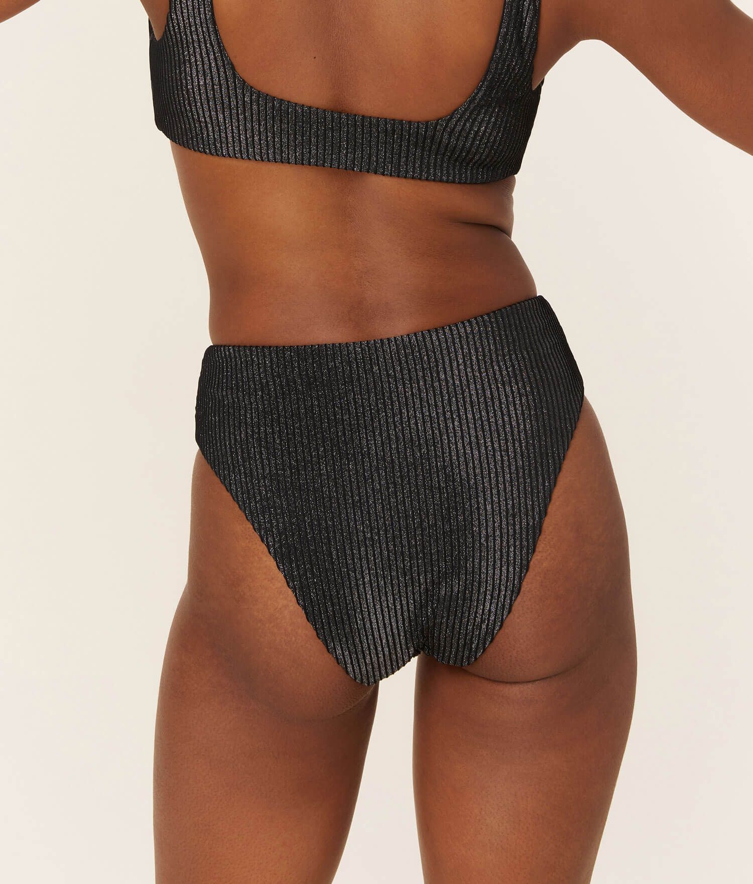 The 90s - High Waisted - Bottom - Ribbed Glitter - Black sold by Andie product image thumbnail 3