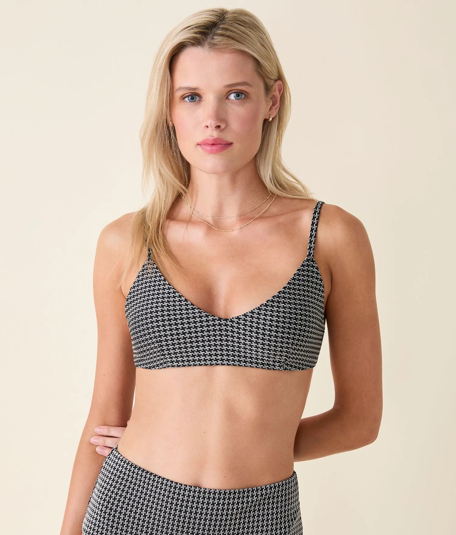 The Molokai Bikini Top - Houndstooth - Black Houndstooth sold by Andie