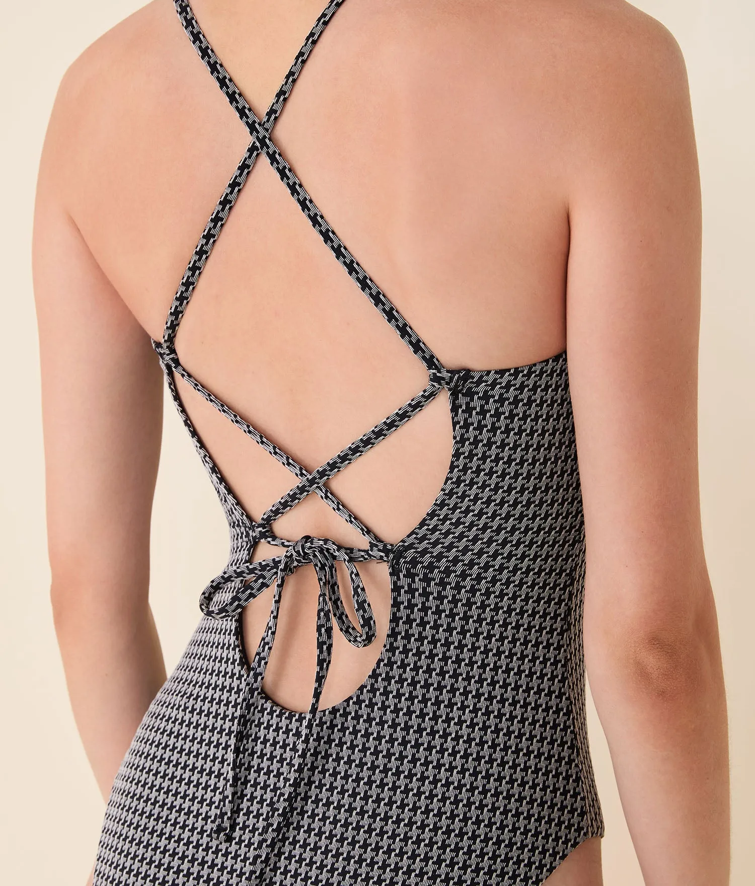 The Fiji One Piece - Houndstooth - Black Houndstooth - Long Torso sold by Andie product image thumbnail 4