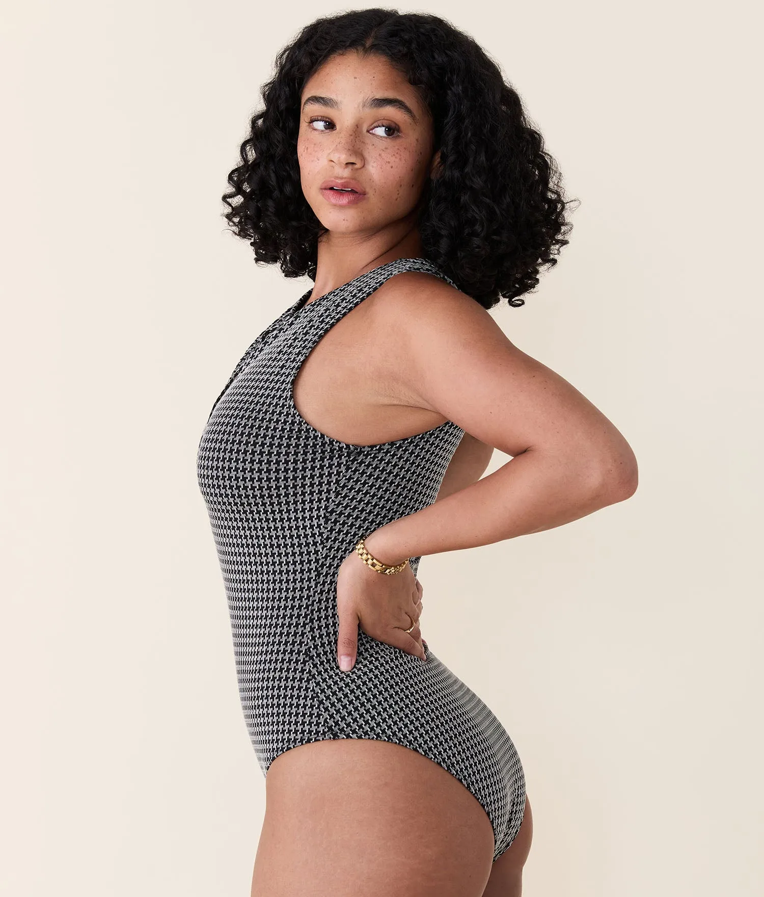 The Malibu One Piece - Houndstooth - Black Houndstooth - Classic sold by Andie product image thumbnail 3
