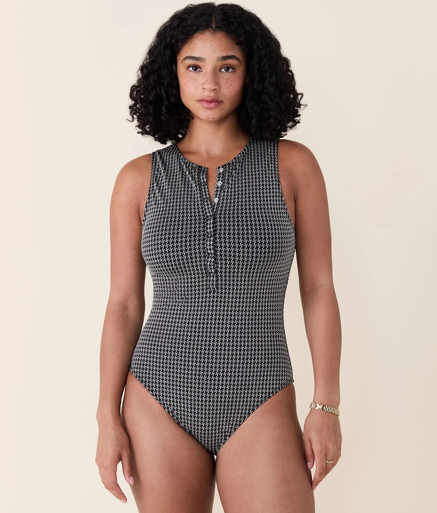 The Malibu One Piece - Houndstooth - Black Houndstooth - Classic sold by Andie