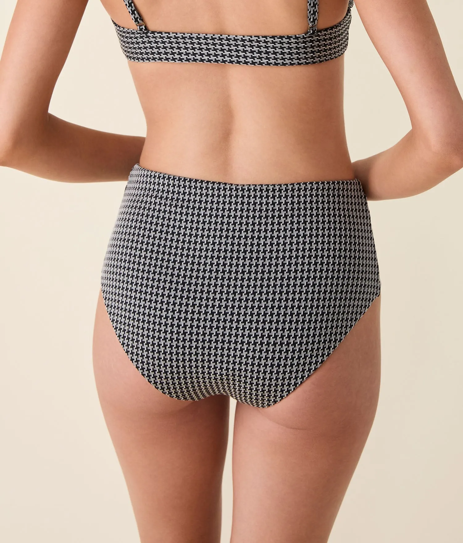 The High Waist Bikini Bottom - Houndstooth - Black Houndstooth sold by Andie product image thumbnail 2