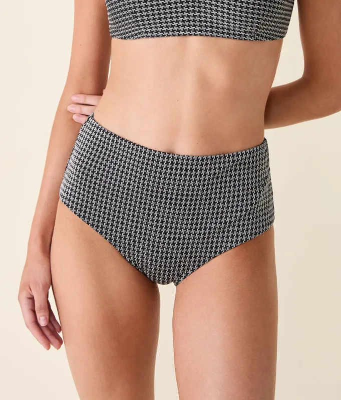 The High Waist Bikini Bottom - Houndstooth - Black Houndstooth sold by Andie