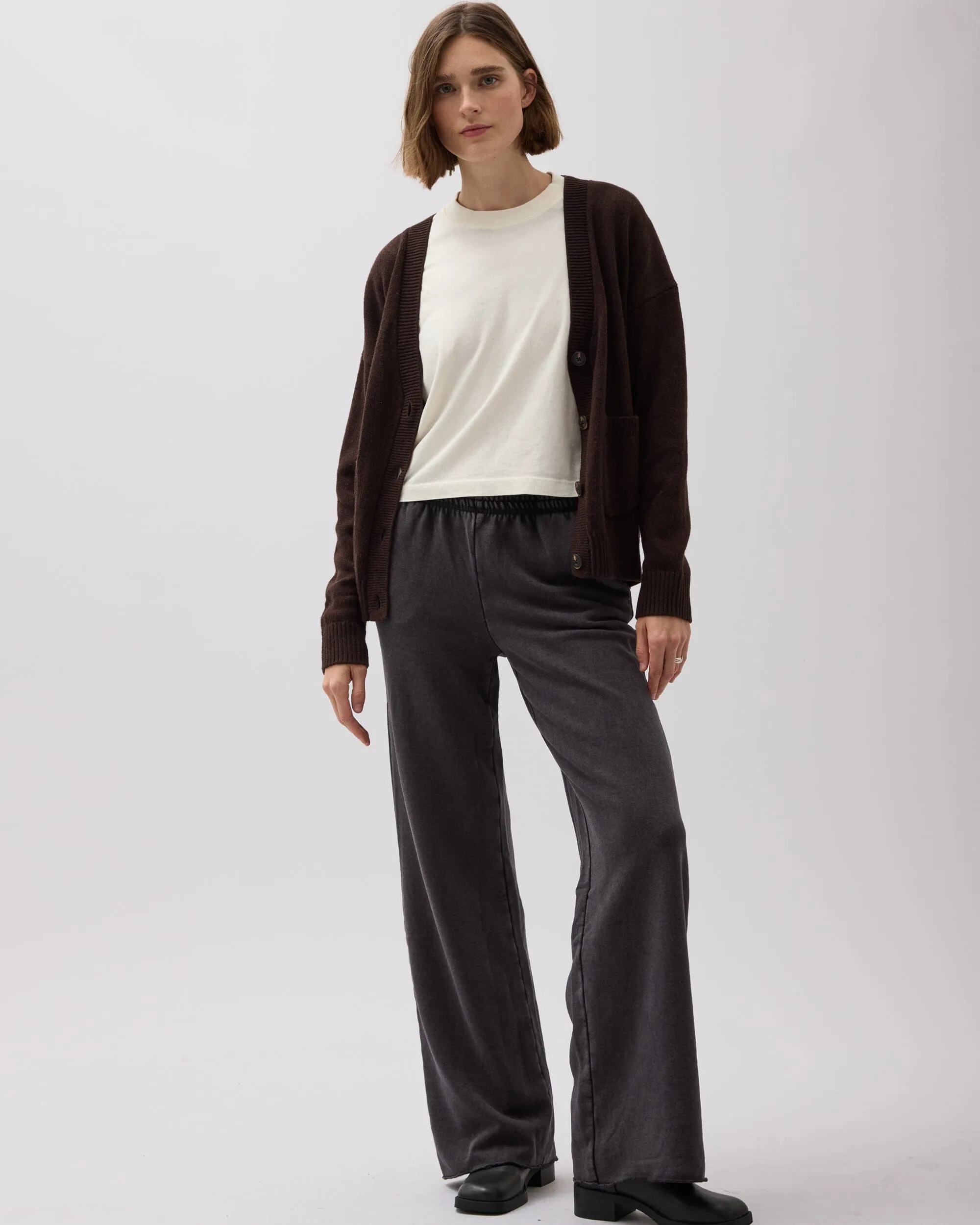Womens Recycled Fleece Wide Leg Pant - Recycled Fleece - Mineral Black sold by Andie product image thumbnail 3