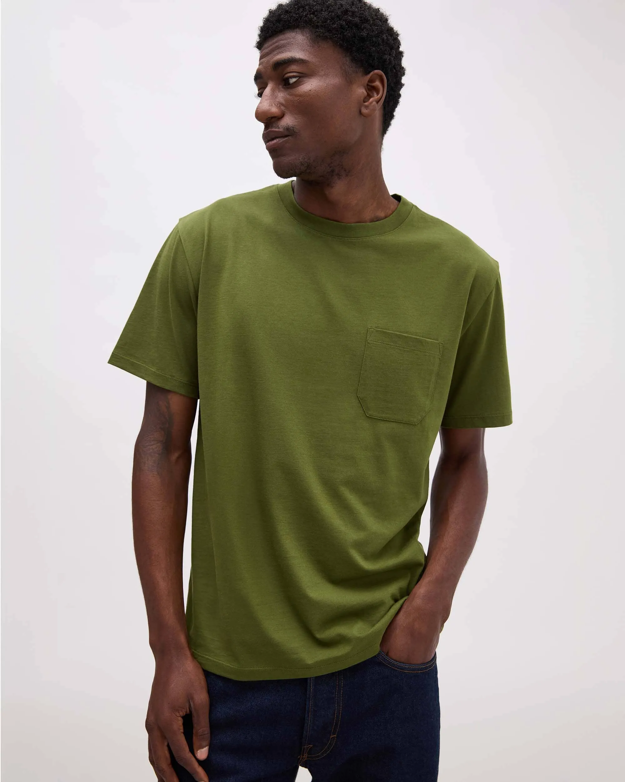 Mens Pima Pocket Tee - Pima Cotton Jersey - Cypress sold by Andie