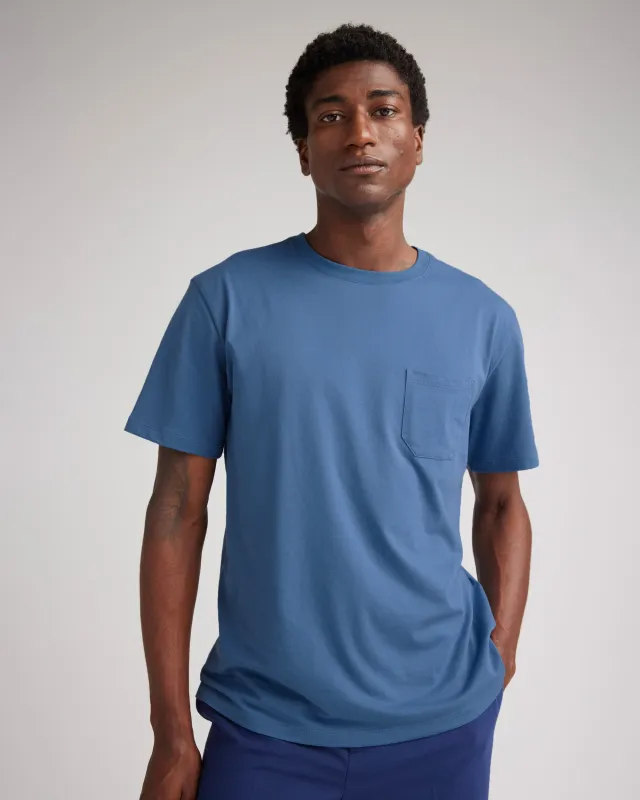 Mens Pima Pocket Tee - Pima Cotton Jersey - Blue Horizon sold by Andie