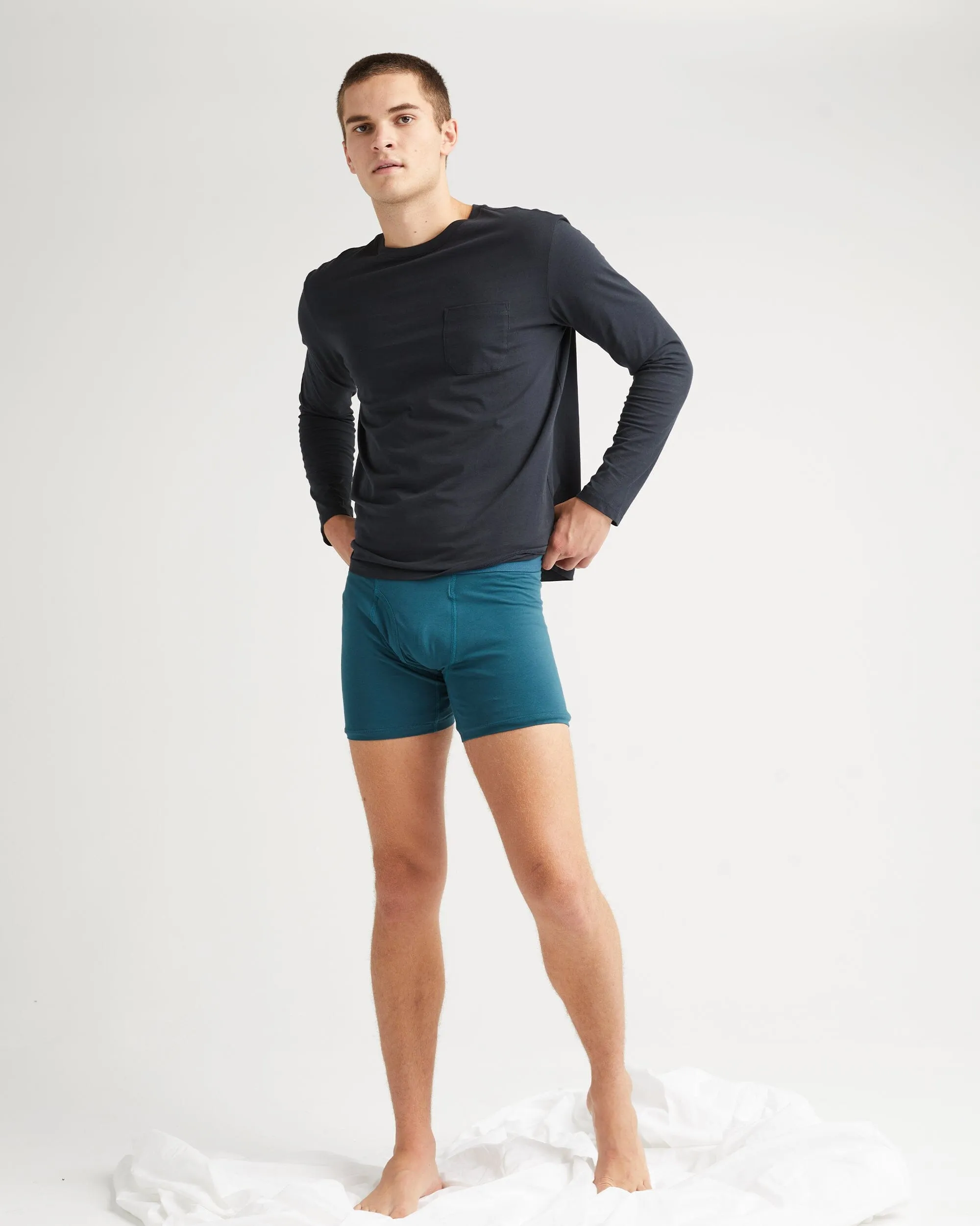 Mens Pima Long Sleeve Pocket Tee - Pima Cotton Jersey - Black sold by Andie product image thumbnail 2