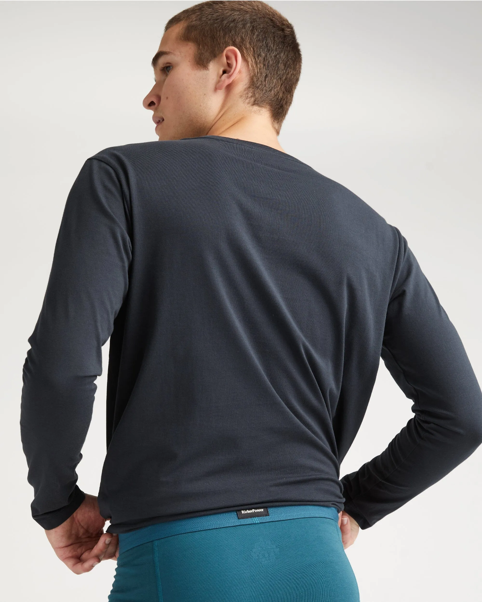 Mens Pima Long Sleeve Pocket Tee - Pima Cotton Jersey - Black sold by Andie product image thumbnail 3