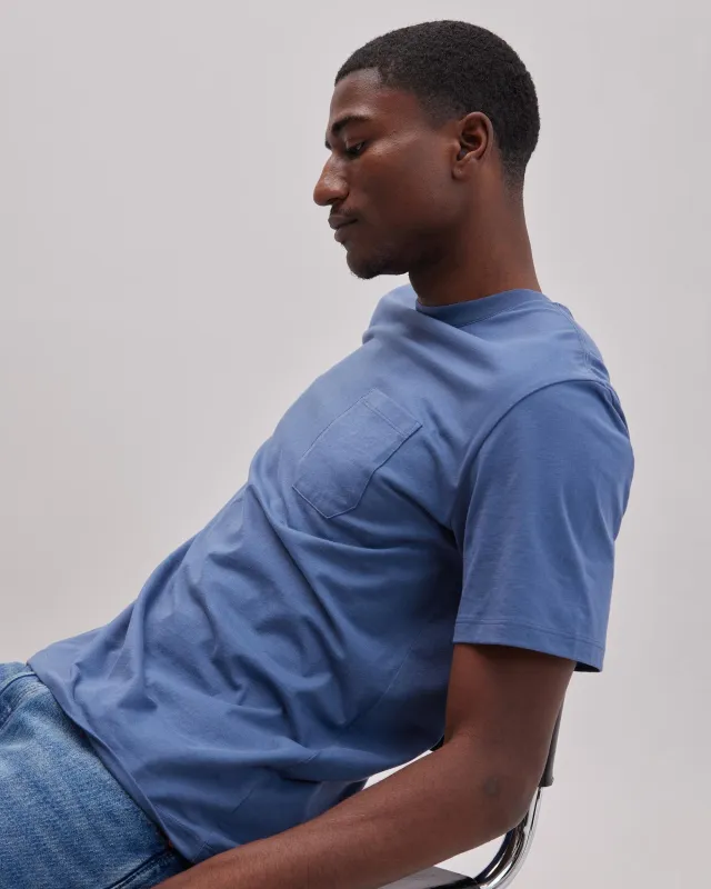 Mens Pima Pocket Tee - Pima Cotton Jersey - Vintage Indigo sold by Andie