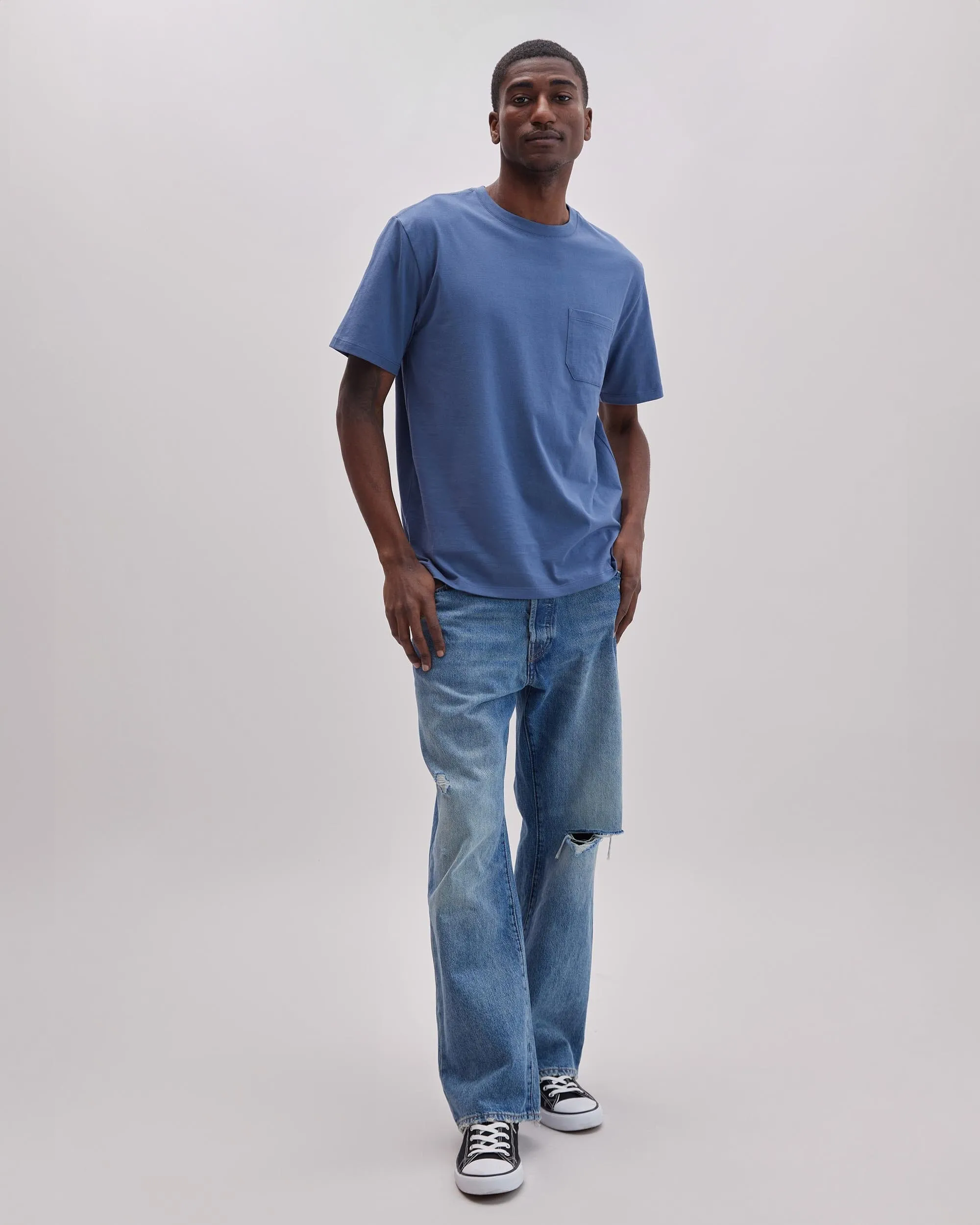 Mens Pima Pocket Tee - Pima Cotton Jersey - Vintage Indigo sold by Andie product image thumbnail 3