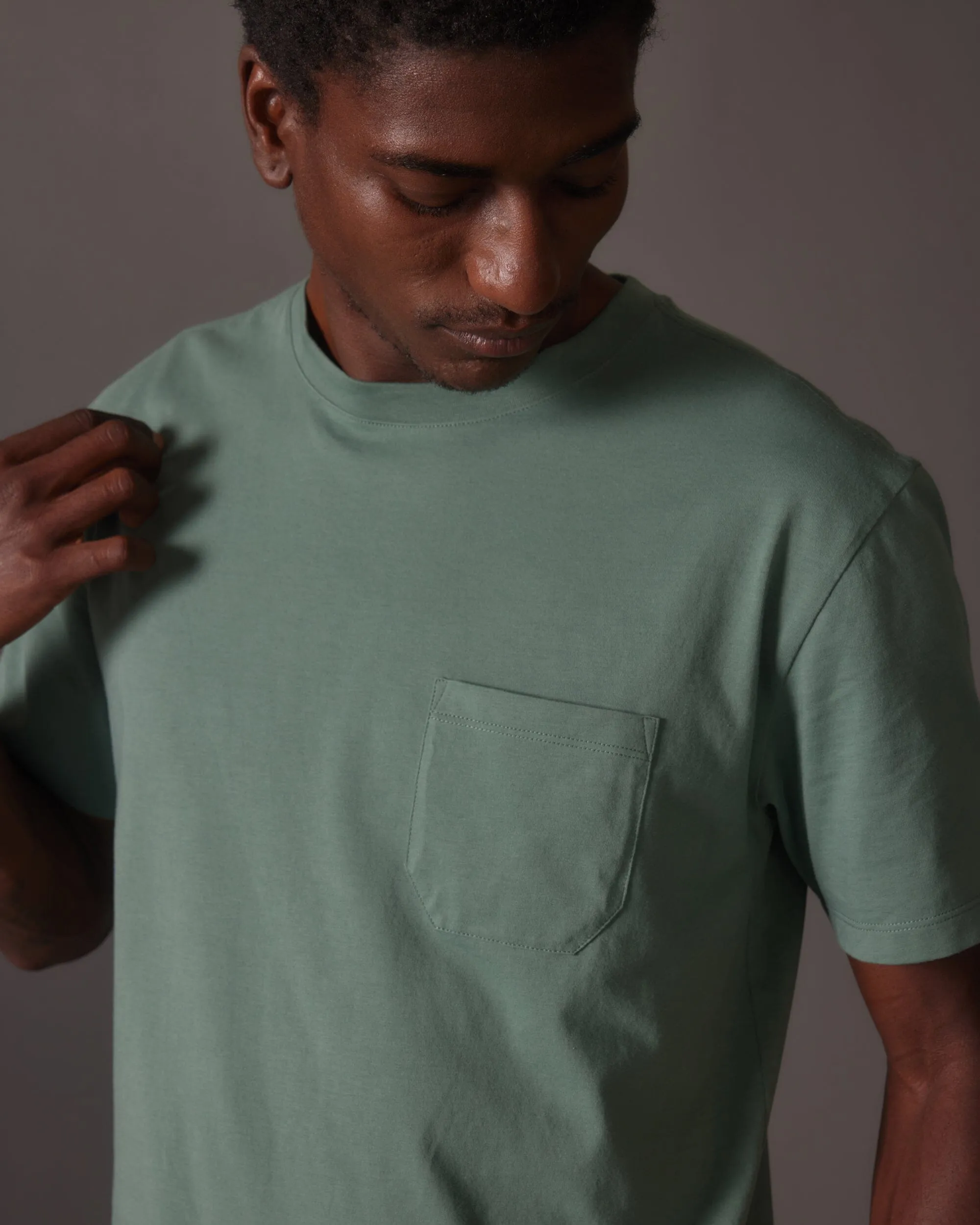 Mens Pima Pocket Tee - Pima Cotton Jersey - Sage Leaf sold by Andie product image thumbnail 3