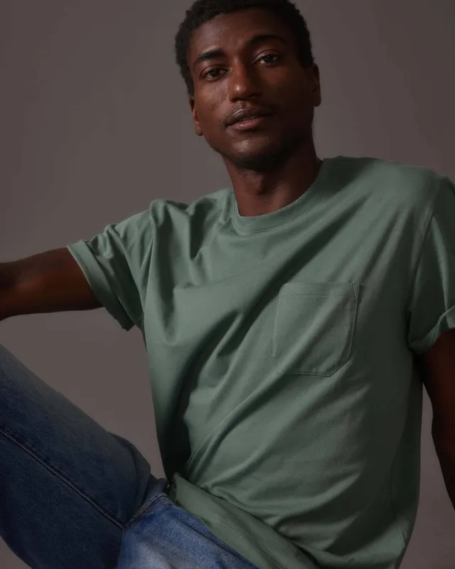 Mens Pima Pocket Tee - Pima Cotton Jersey - Sage Leaf sold by Andie
