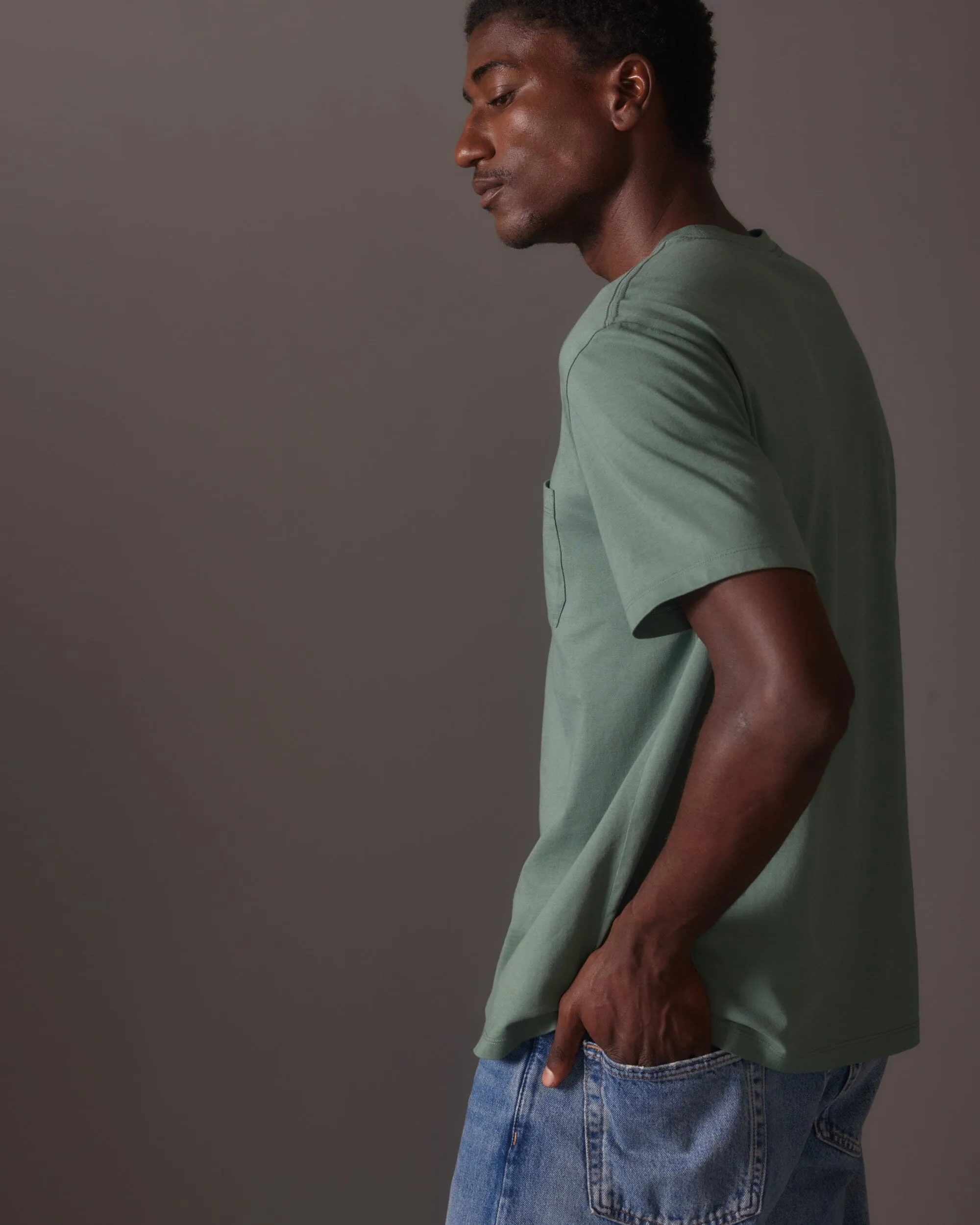 Mens Pima Pocket Tee - Pima Cotton Jersey - Sage Leaf sold by Andie product image thumbnail 5