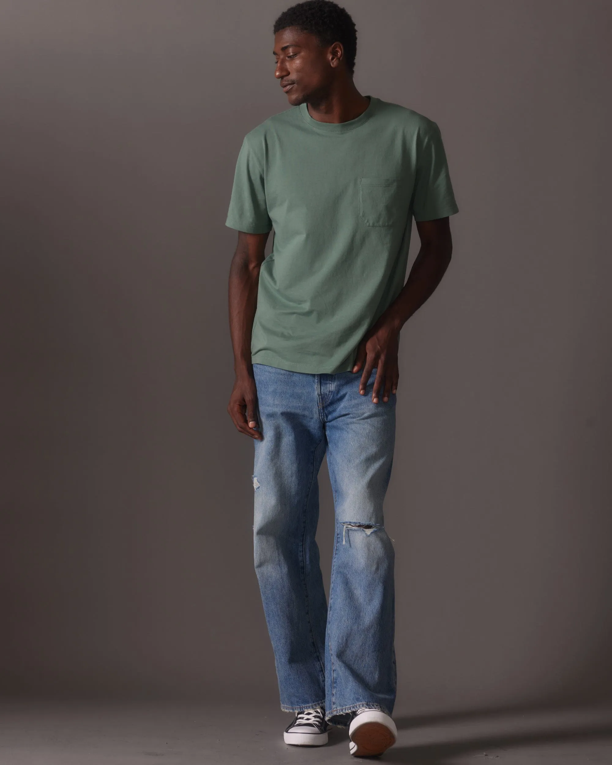 Mens Pima Pocket Tee - Pima Cotton Jersey - Sage Leaf sold by Andie product image thumbnail 2