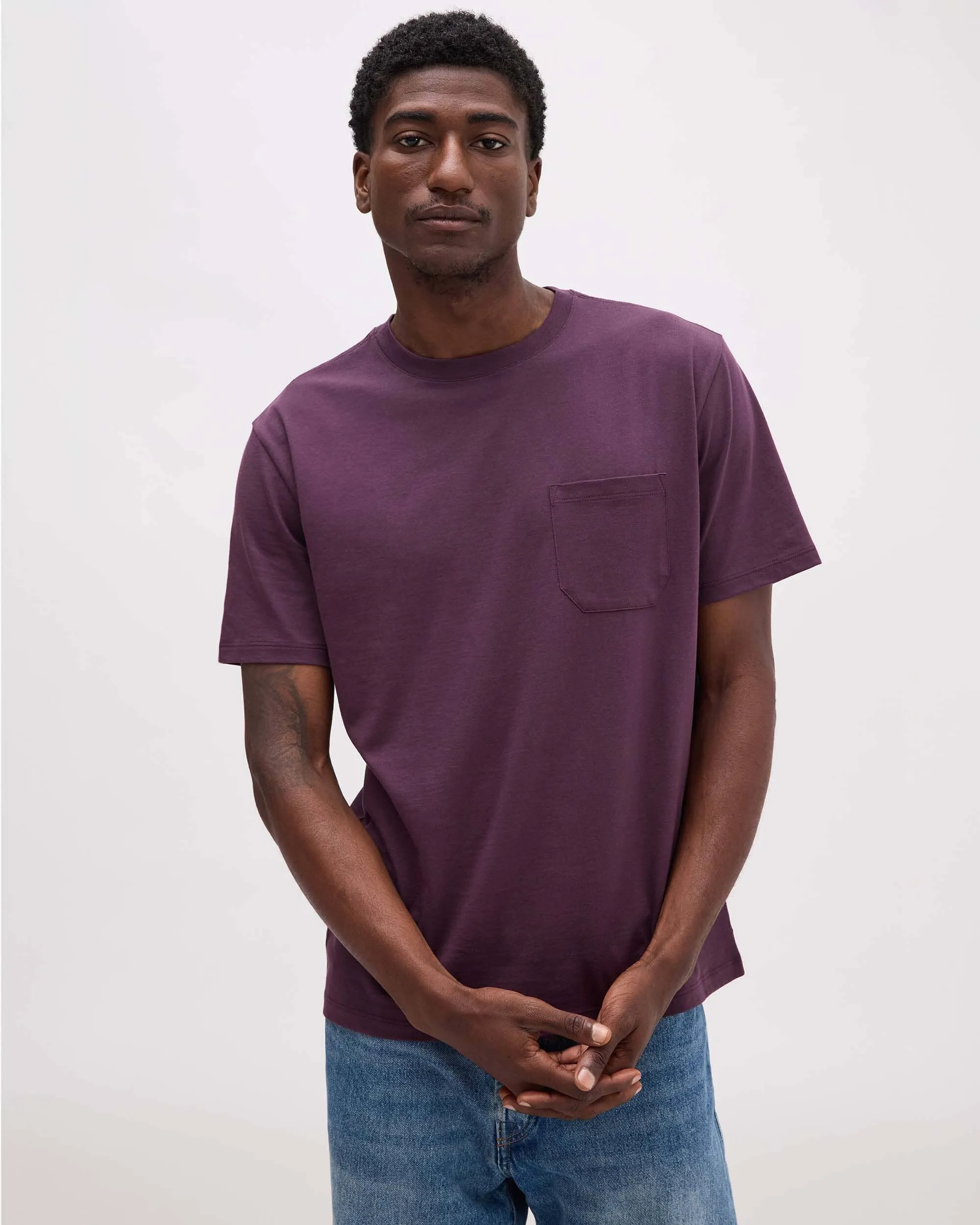 Mens Pima Pocket Tee - Pima Cotton Jersey - Plum Wine sold by Andie