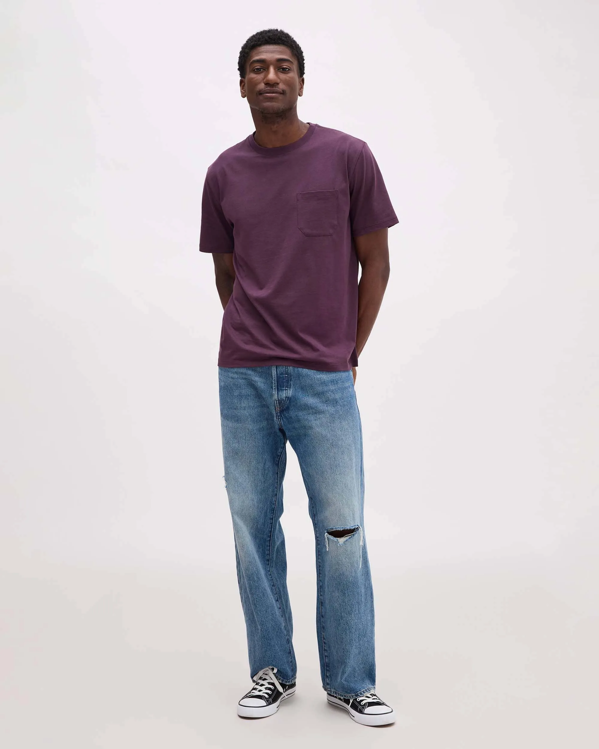 Mens Pima Pocket Tee - Pima Cotton Jersey - Plum Wine sold by Andie product image thumbnail 2