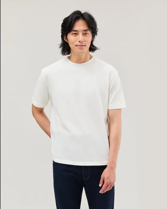 Mens Relaxed Short Sleeve Tee - Pigment Dye Jersey - Bone sold by Andie