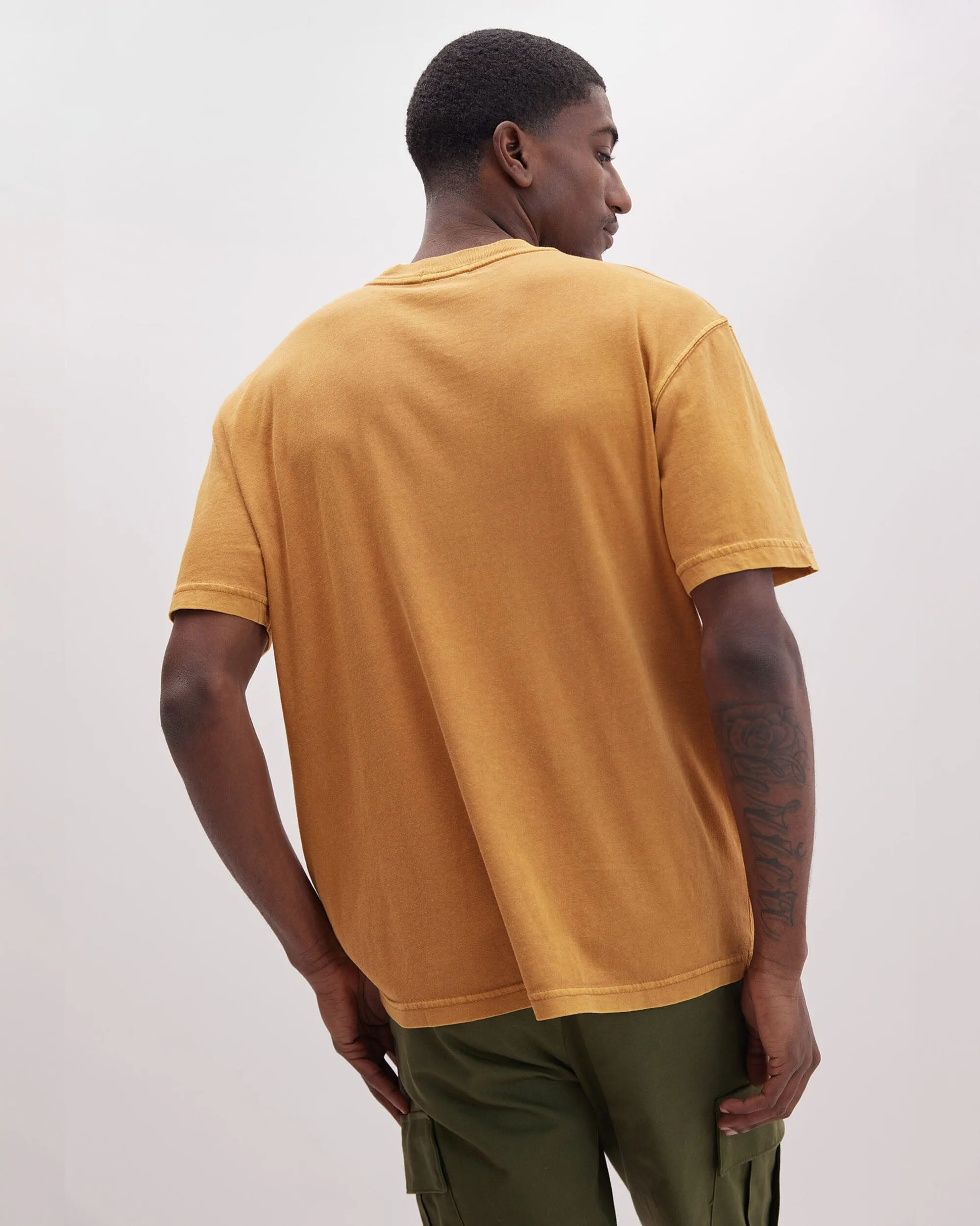 Mens Relaxed Short Sleeve Tee - Pigment Dye Jersey - Gold Spice sold by Andie product image thumbnail 3