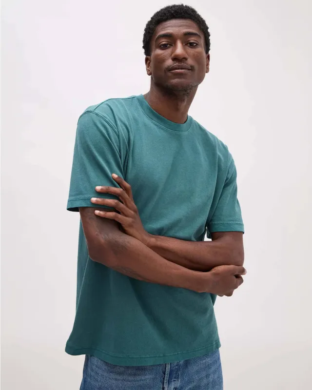 Mens Relaxed Short Sleeve Tee - Pigment Dye Jersey - Rainforest sold by Andie