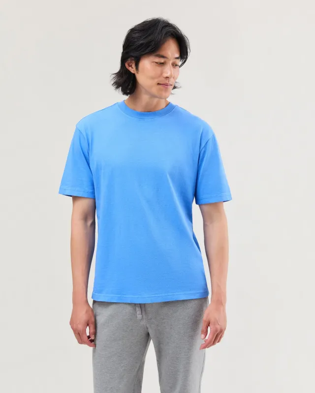 Mens Relaxed Short Sleeve Tee - Pigment Dye Jersey - Pop Blue sold by Andie