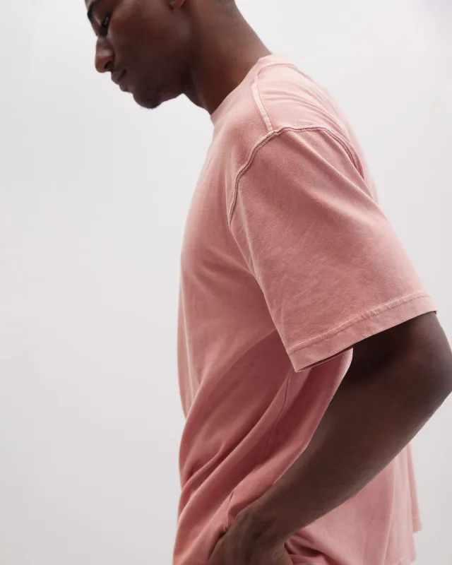 Mens Relaxed Short Sleeve Tee - Pigment Dye Jersey - Pink Sands sold by Andie