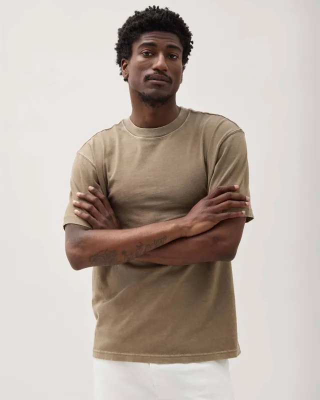 Mens Relaxed Short Sleeve Tee - Pigment Dye Jersey - Warm Grey sold by Andie