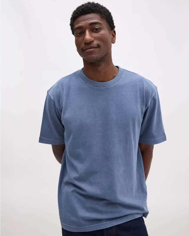 Mens Relaxed Short Sleeve Tee - Pigment Dye Jersey - Vintage Indigo sold by Andie