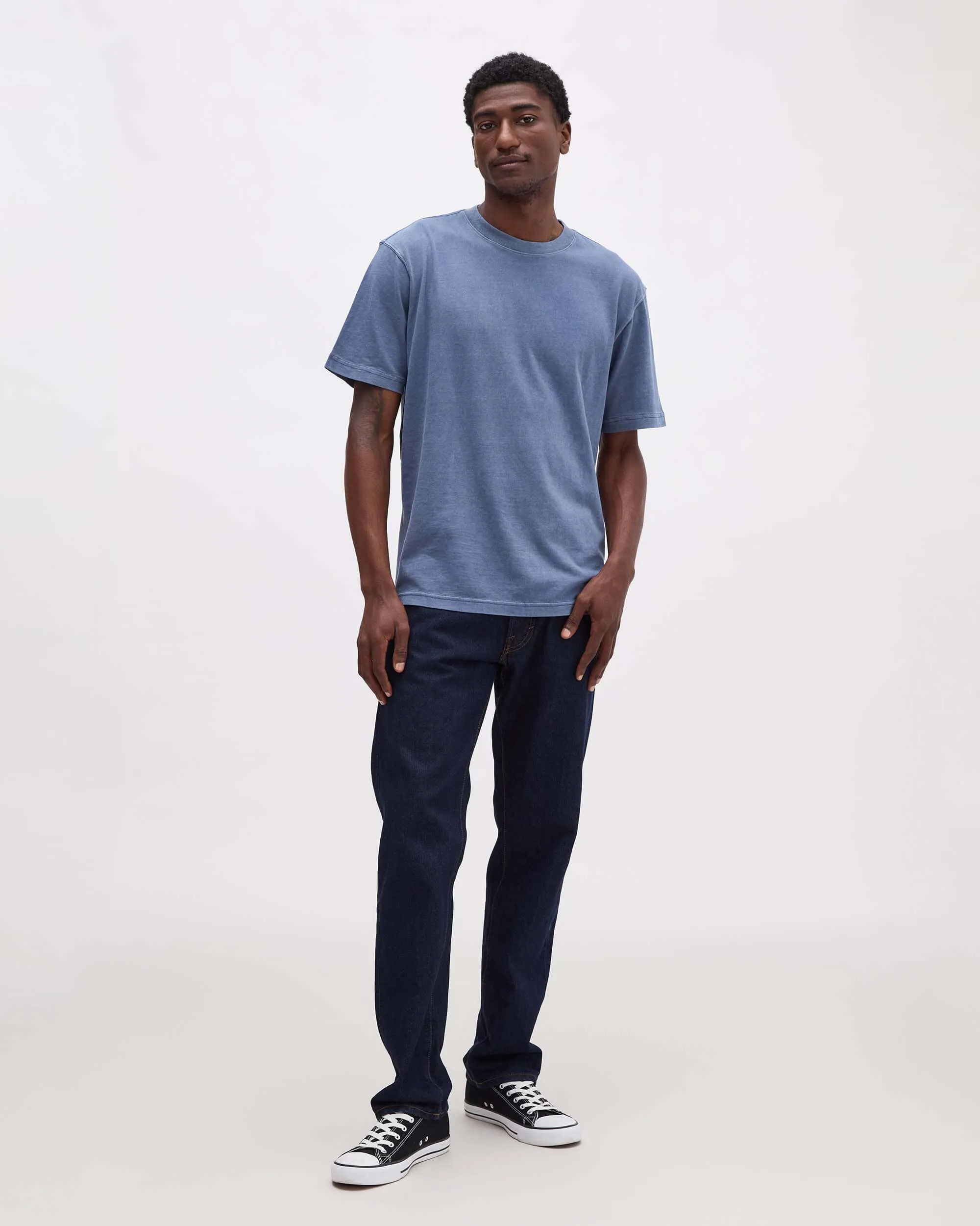 Mens Relaxed Short Sleeve Tee - Pigment Dye Jersey - Vintage Indigo sold by Andie product image thumbnail 2