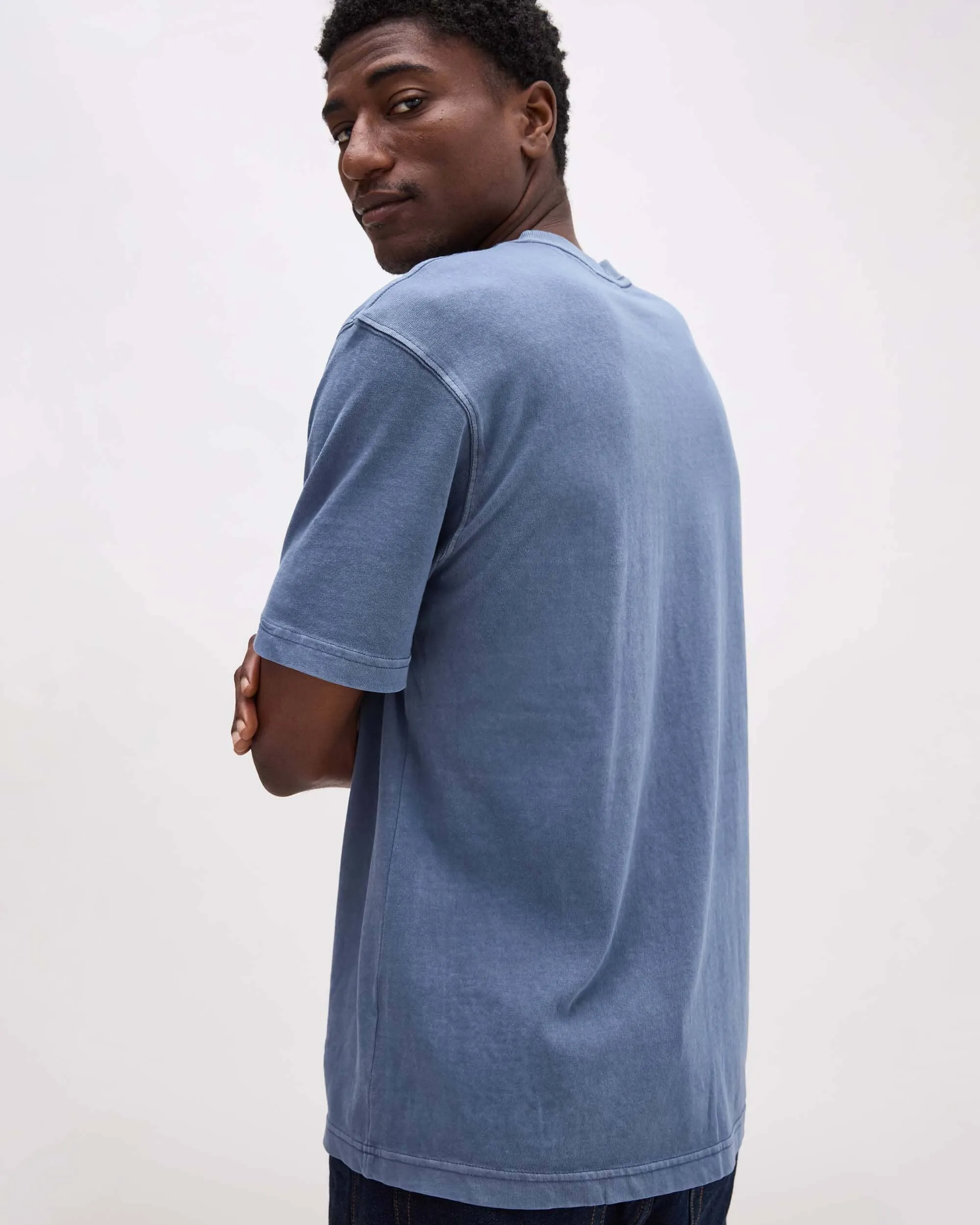 Mens Relaxed Short Sleeve Tee - Pigment Dye Jersey - Vintage Indigo sold by Andie product image thumbnail 3