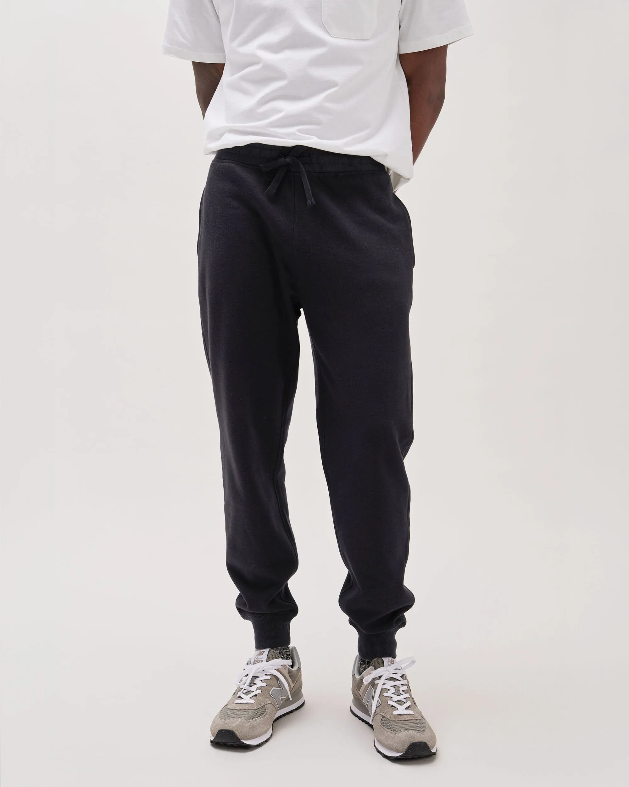Mens Recycled Fleece Tapered Sweatpant - Recycled Fleece - Black sold by Andie