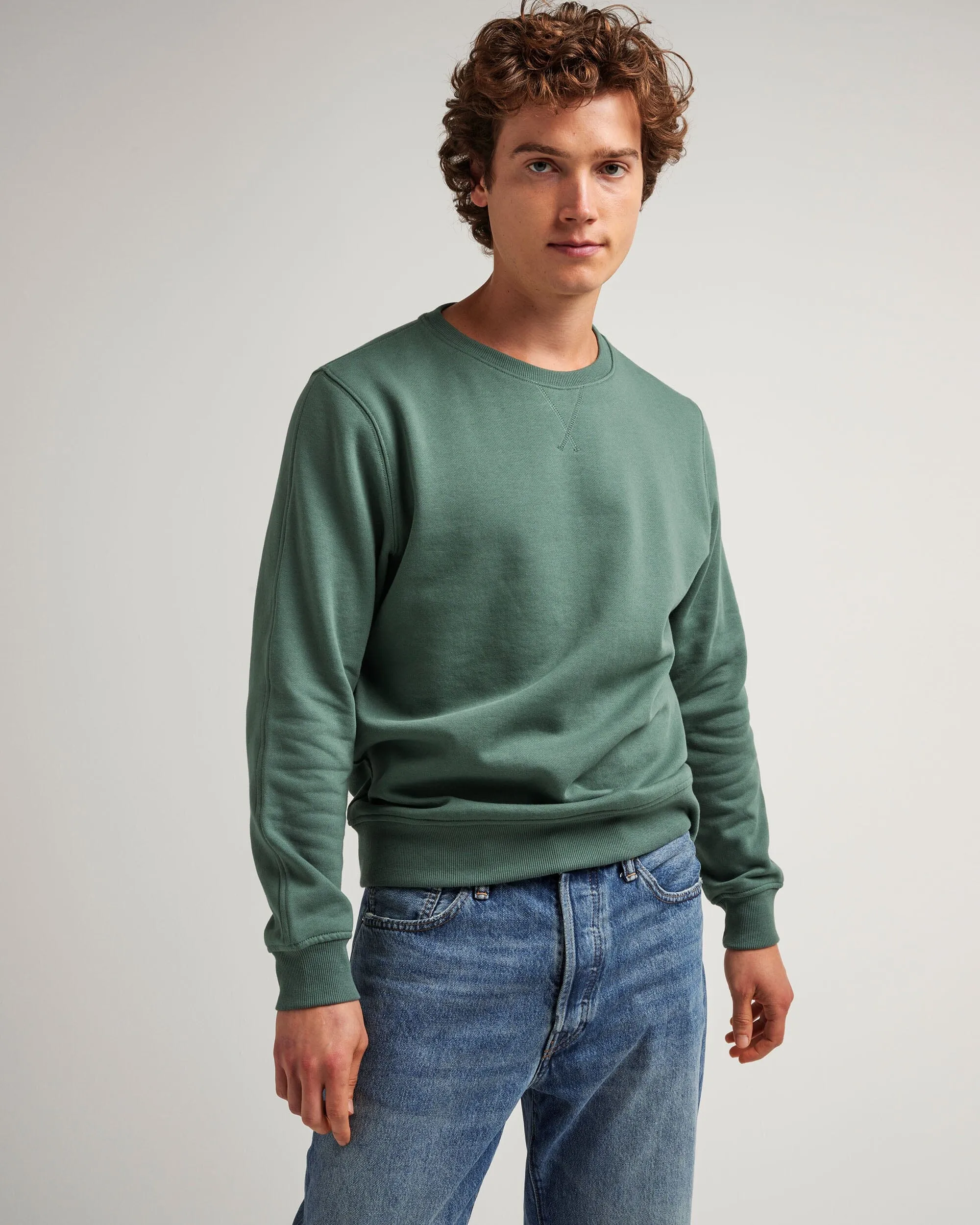 Mens Recycled Fleece Sweatshirt - Recycled Fleece - Sage Leaf sold by Andie product image thumbnail 2