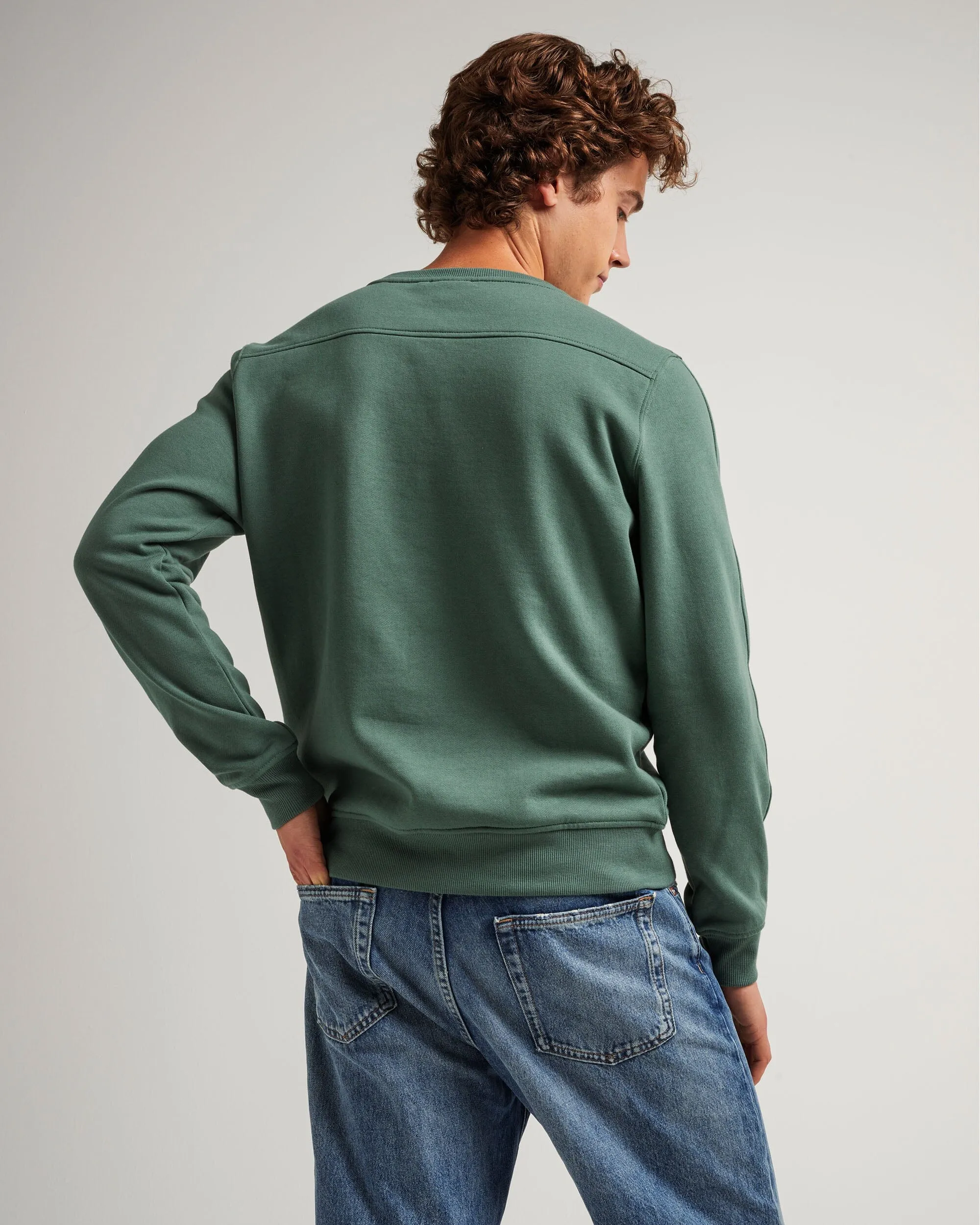 Mens Recycled Fleece Sweatshirt - Recycled Fleece - Sage Leaf sold by Andie product image thumbnail 3