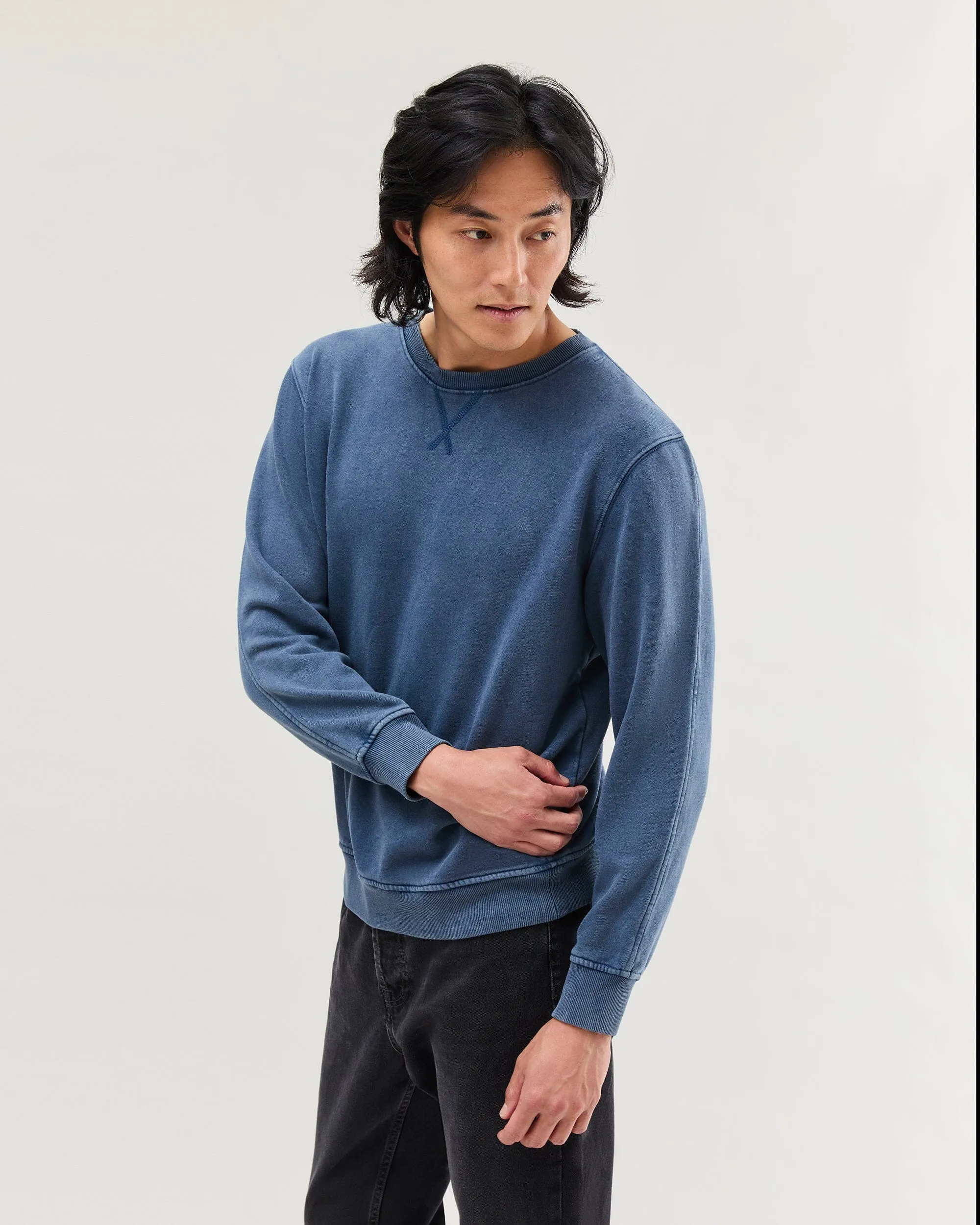 Mens Recycled Fleece Sweatshirt - Recycled Fleece - Mineral Moonlit Ocean sold by Andie product image thumbnail 3