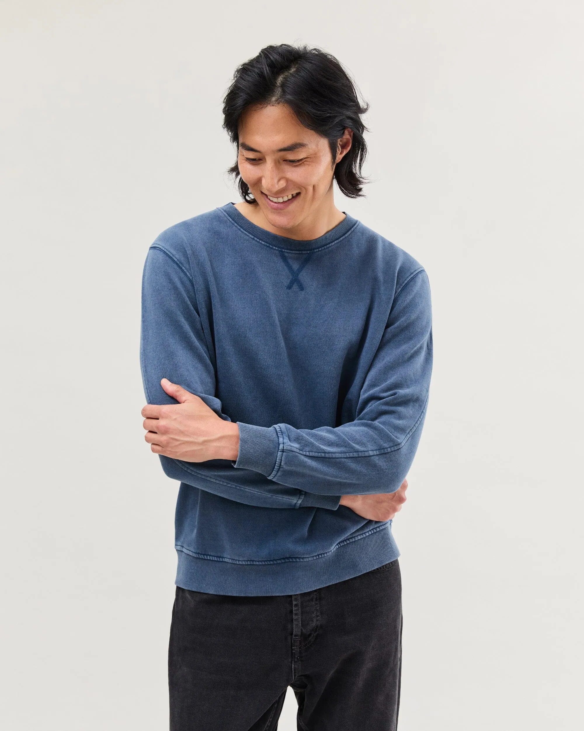 Mens Recycled Fleece Sweatshirt - Recycled Fleece - Mineral Moonlit Ocean sold by Andie